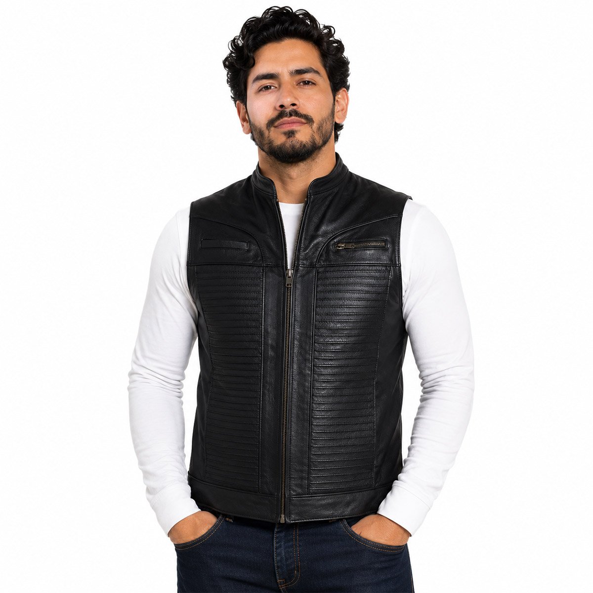 Chaleco de piel para hombre CH70 - Image 4