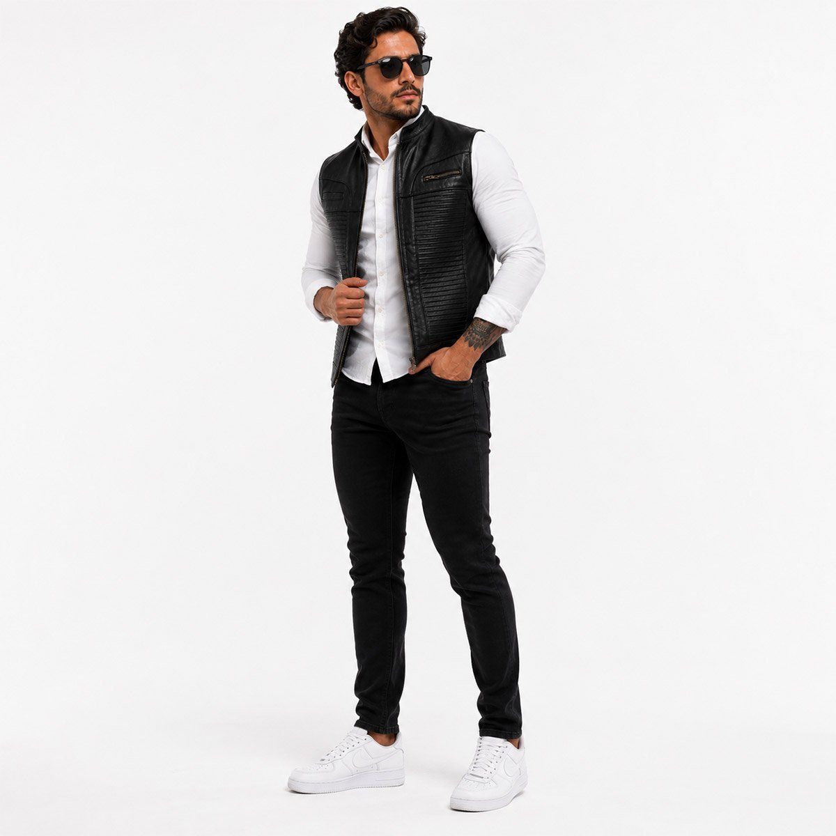 Chaleco de piel para hombre CH70 - Image 5