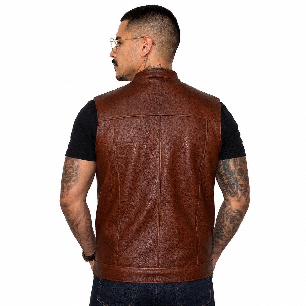 Chaleco de piel para hombre CH70 - Image 29