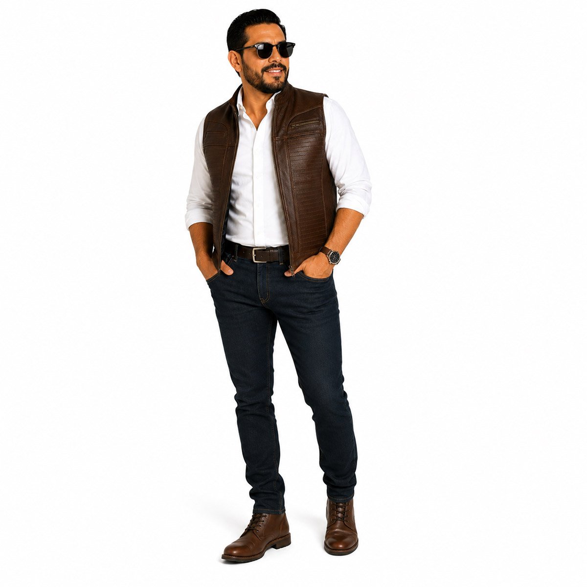 Chaleco de piel para hombre CH70 - Image 15