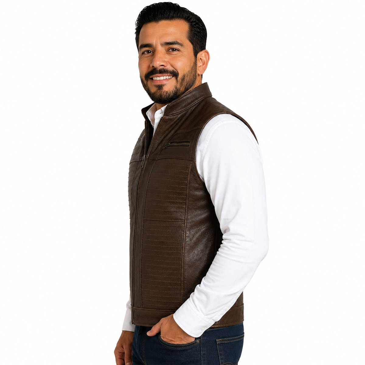 Chaleco de piel para hombre CH70 - Image 16