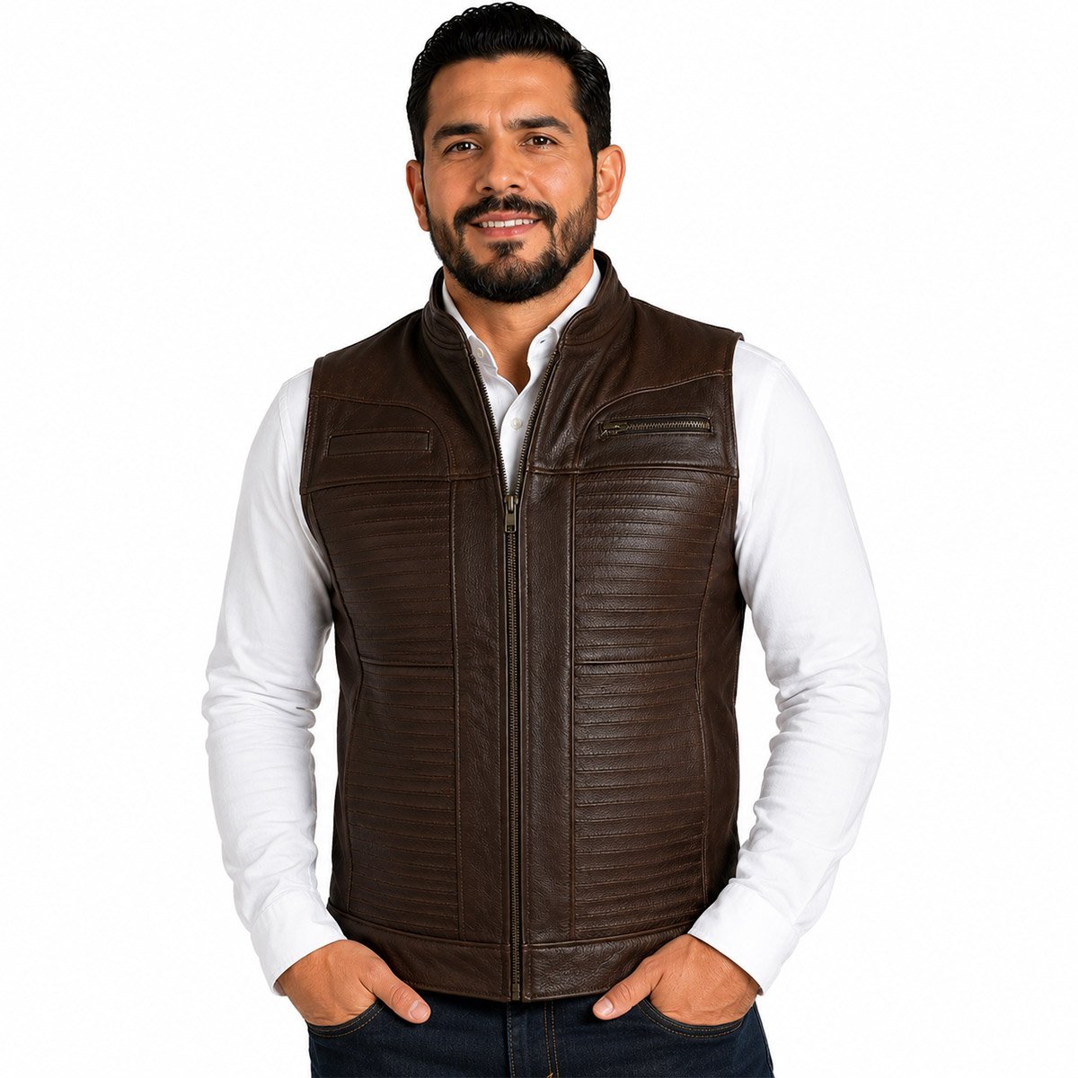 Chaleco de piel para hombre CH70 - Image 14
