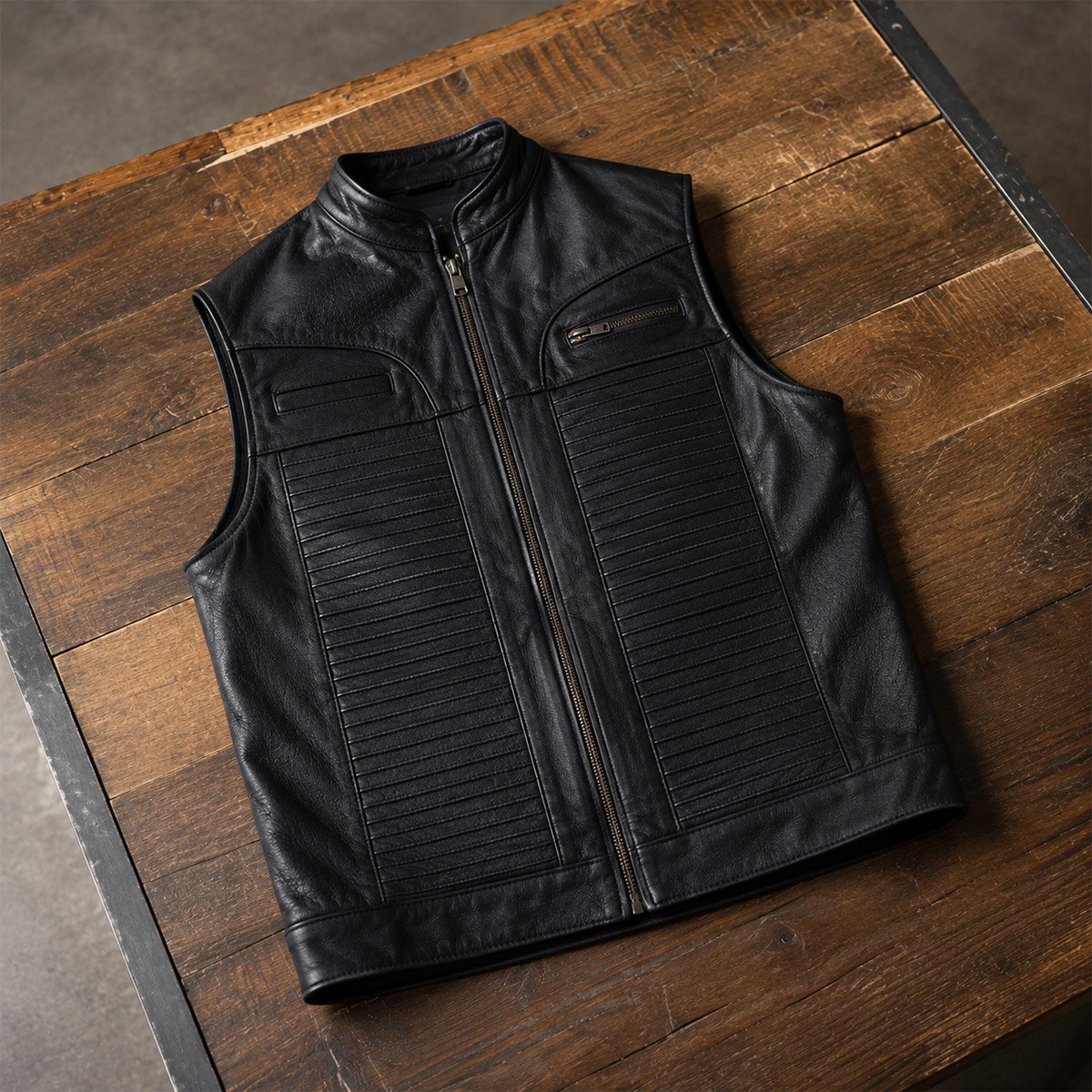 Chaleco de piel para hombre CH70 - Image 9