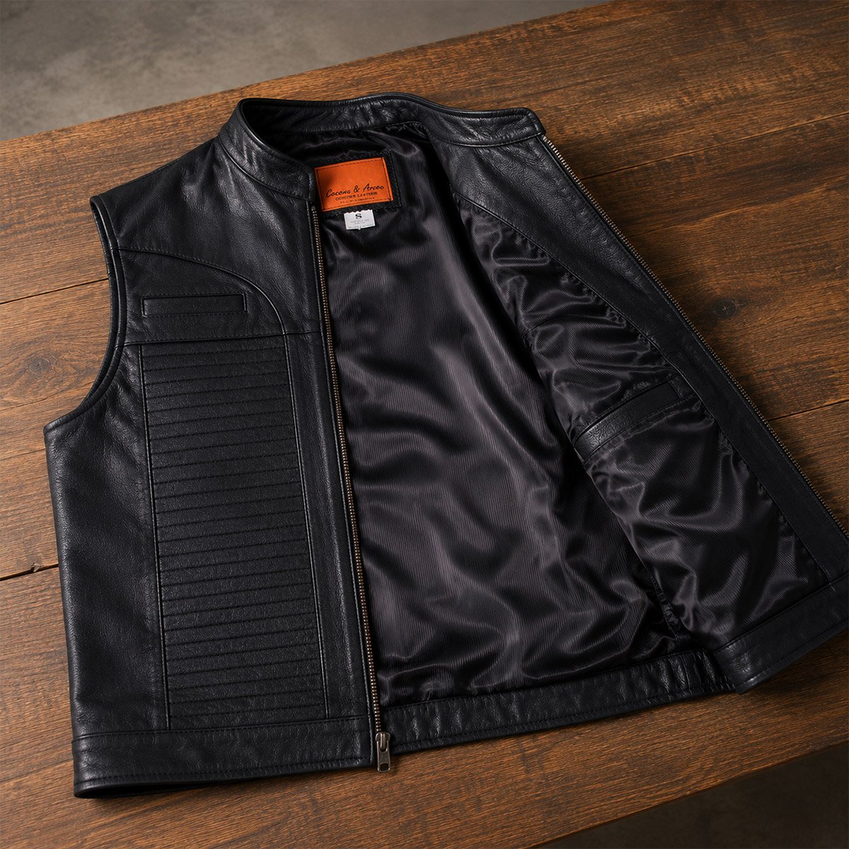 Chaleco de piel para hombre CH70 - Image 10