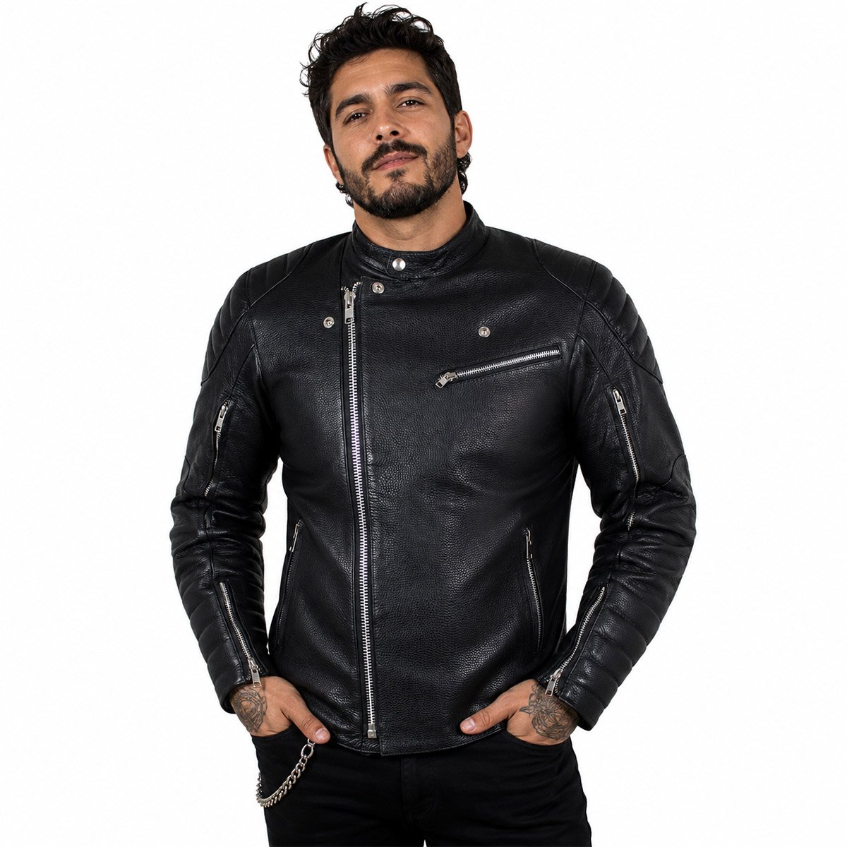 Chamarra biker para hombre hs