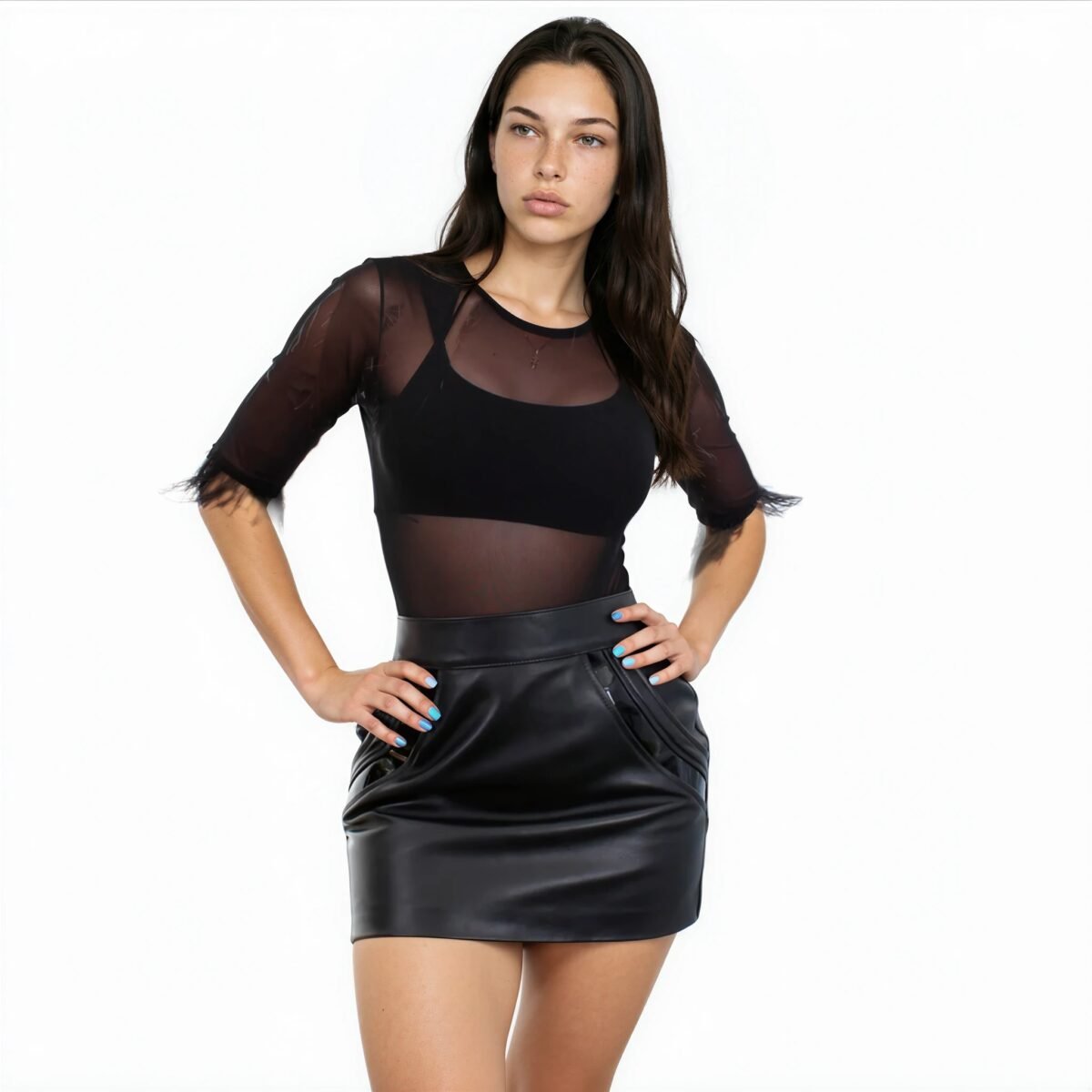 Minifalda De Piel para mujer F2 - Image 5