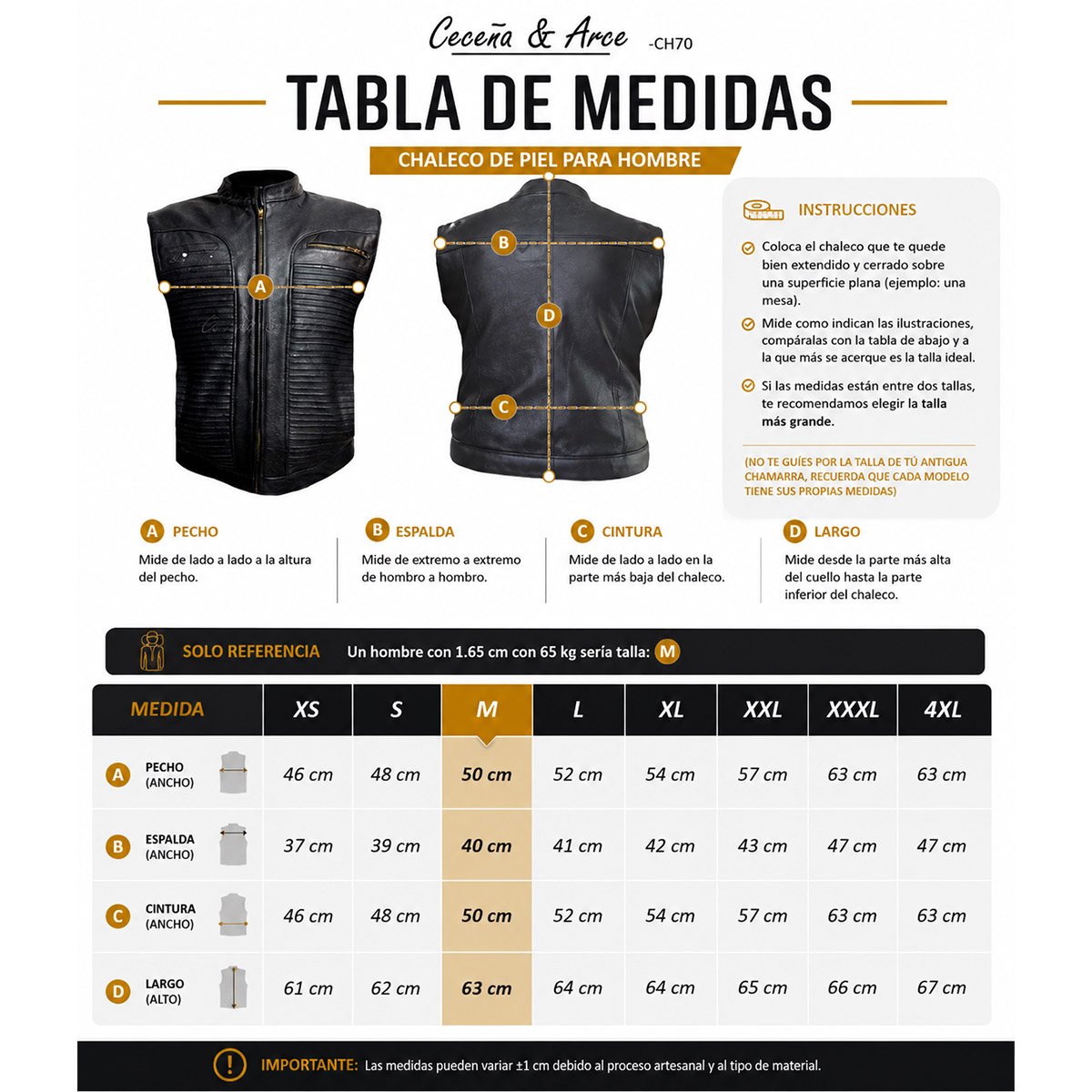 Chaleco de piel para hombre CH70 - Image 11