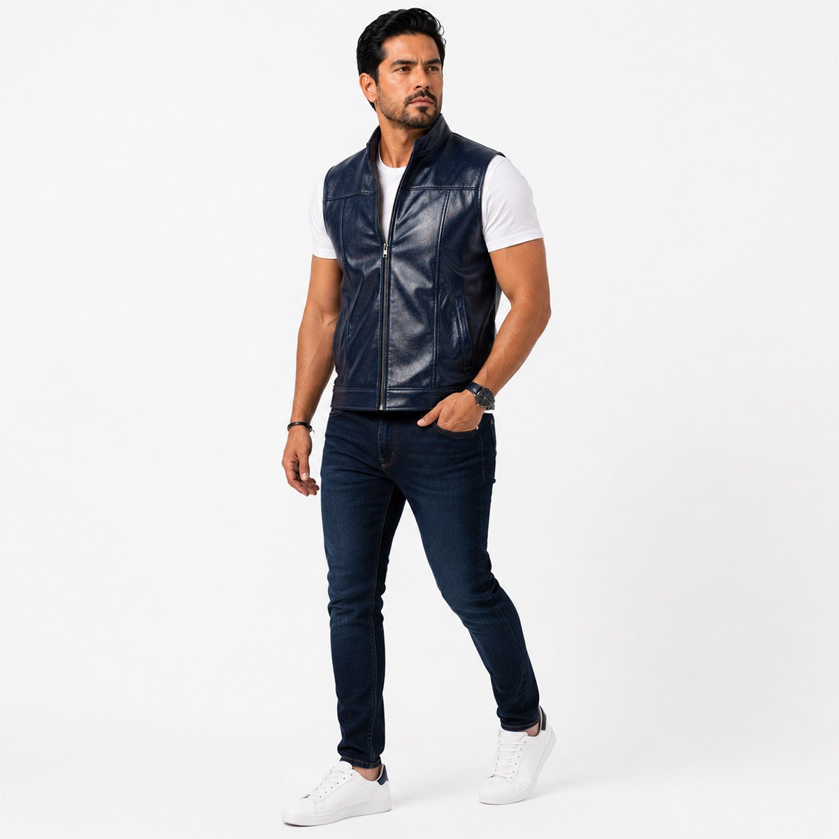 Chaleco de piel para hombre Ch80 - Image 12