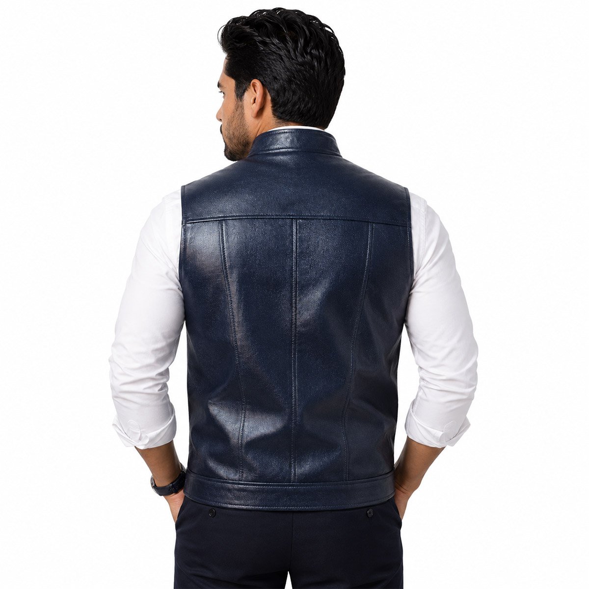Chaleco de piel para hombre Ch80 - Image 13