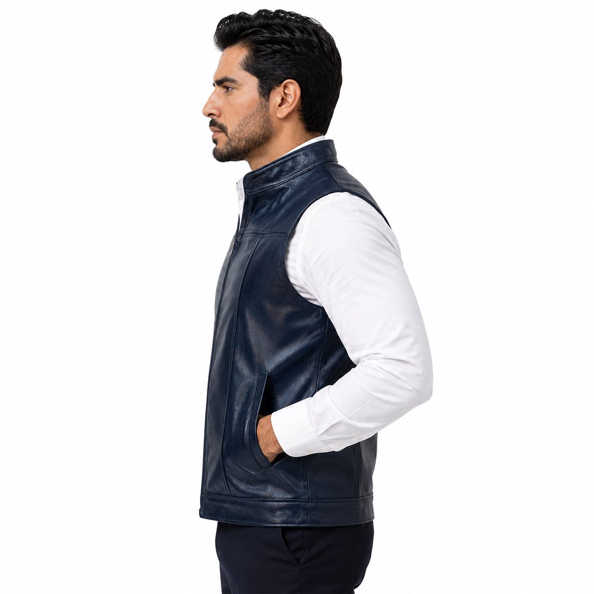 Chaleco de piel para hombre Ch80 - Image 18