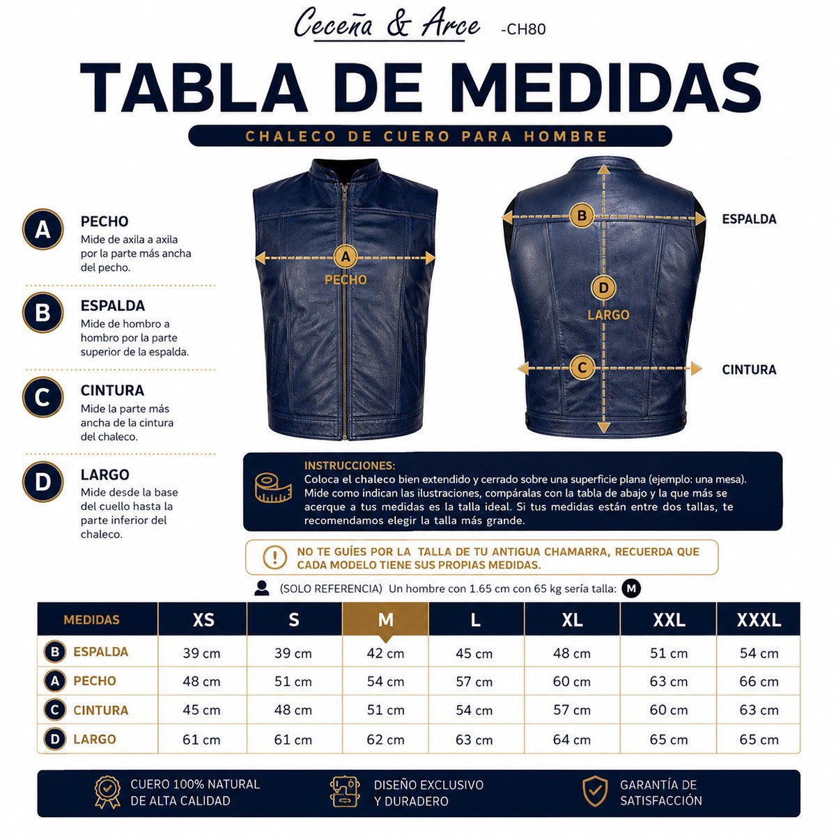 Chaleco de piel para hombre Ch80 - Image 19