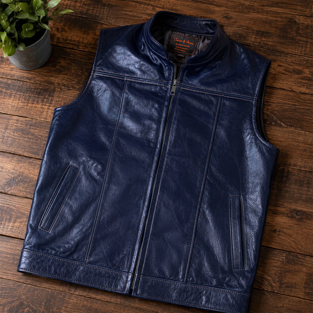 Chaleco de piel para hombre Ch80 - Image 15