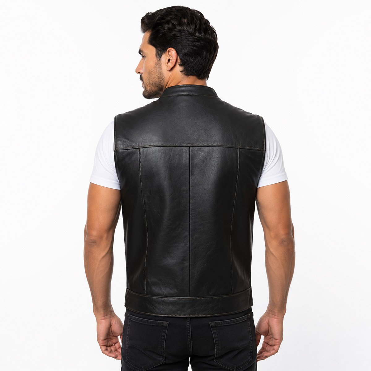 Chaleco de piel para hombre Ch80 - Image 5