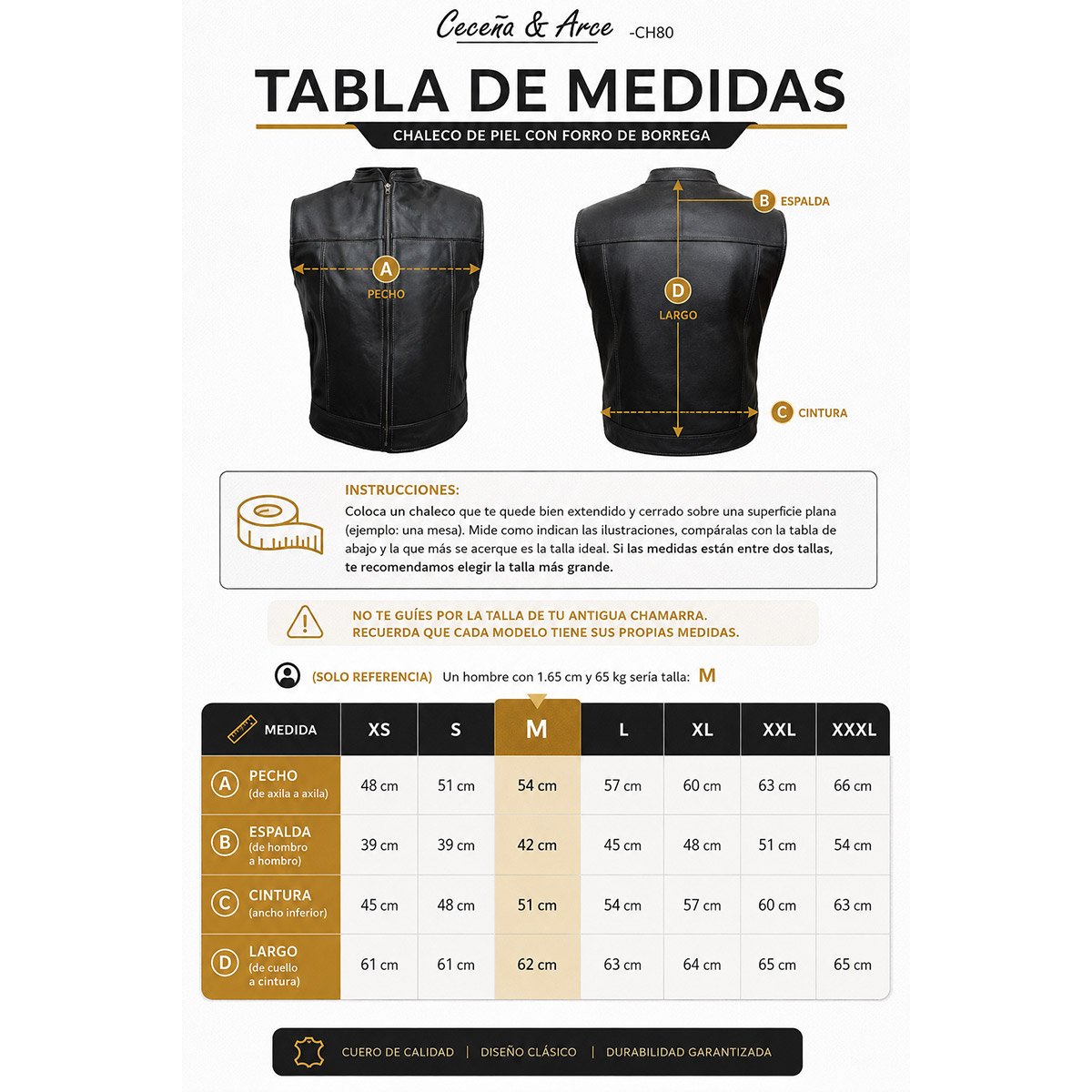 Chaleco de piel para hombre Ch80 - Image 7