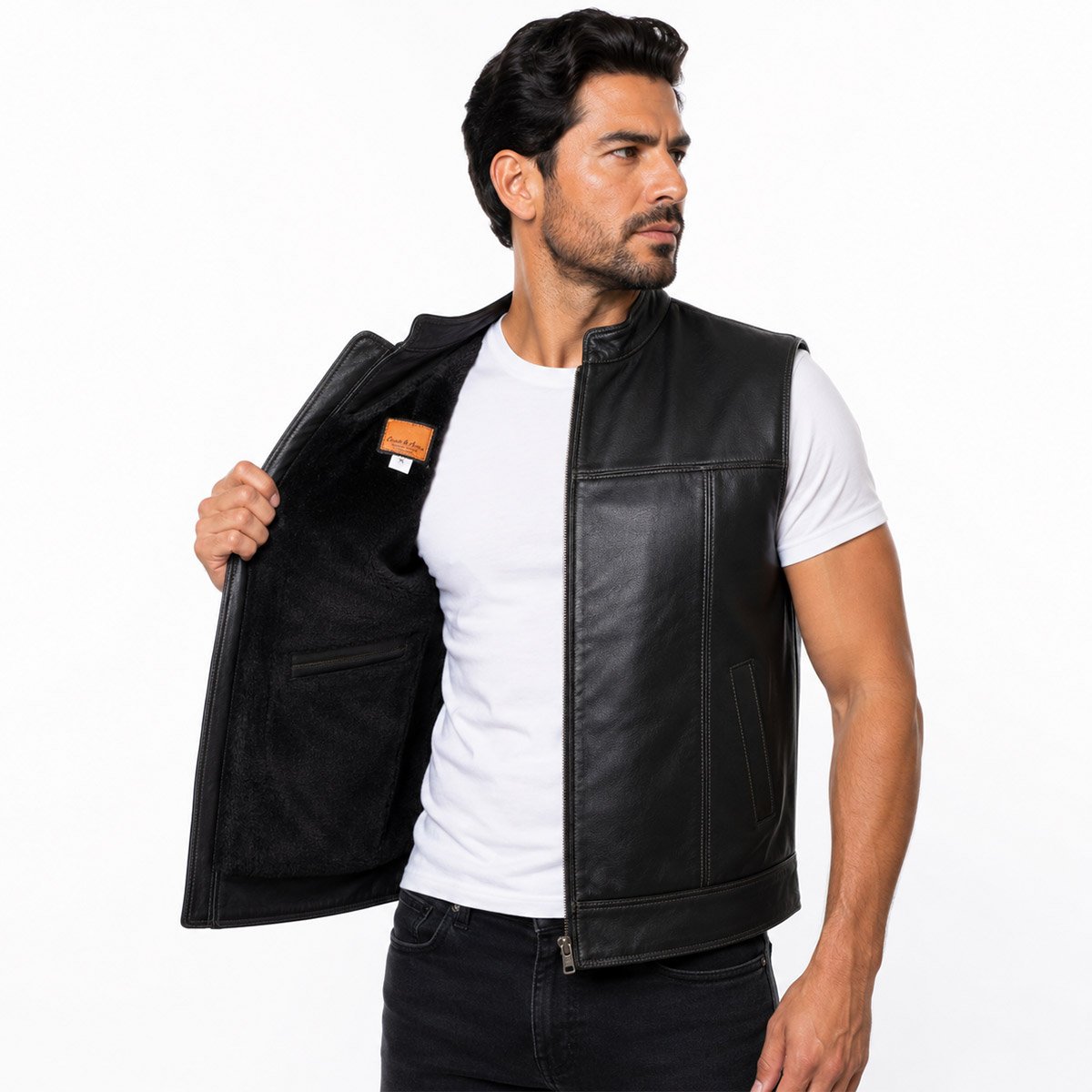 Chaleco de piel para hombre Ch80 - Image 4