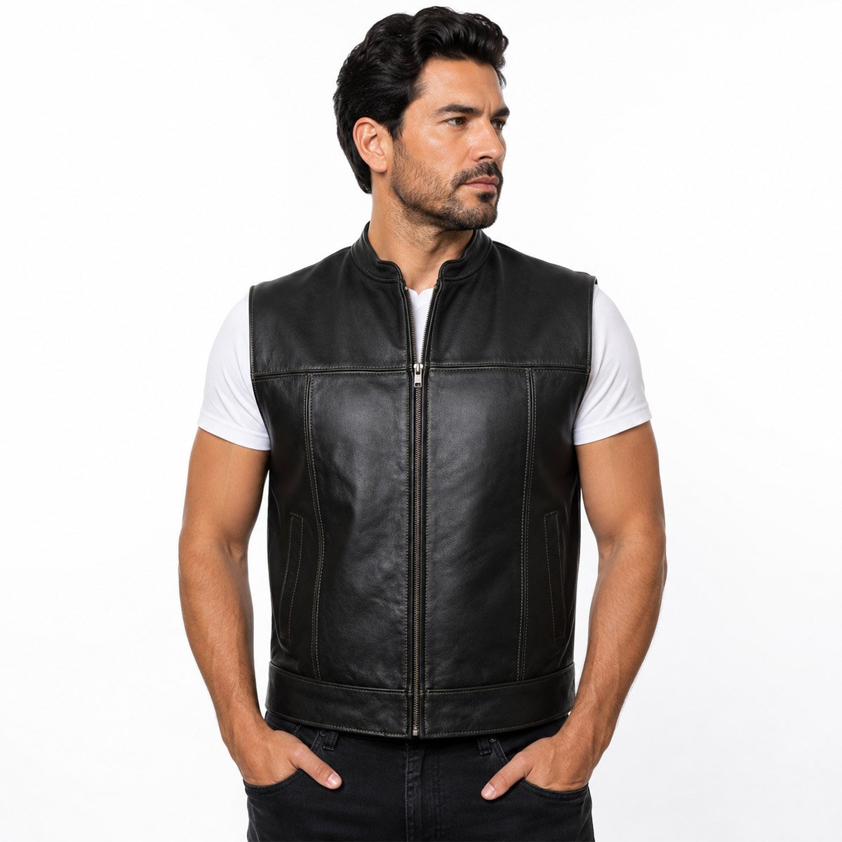 Chaleco de piel para hombre Ch80