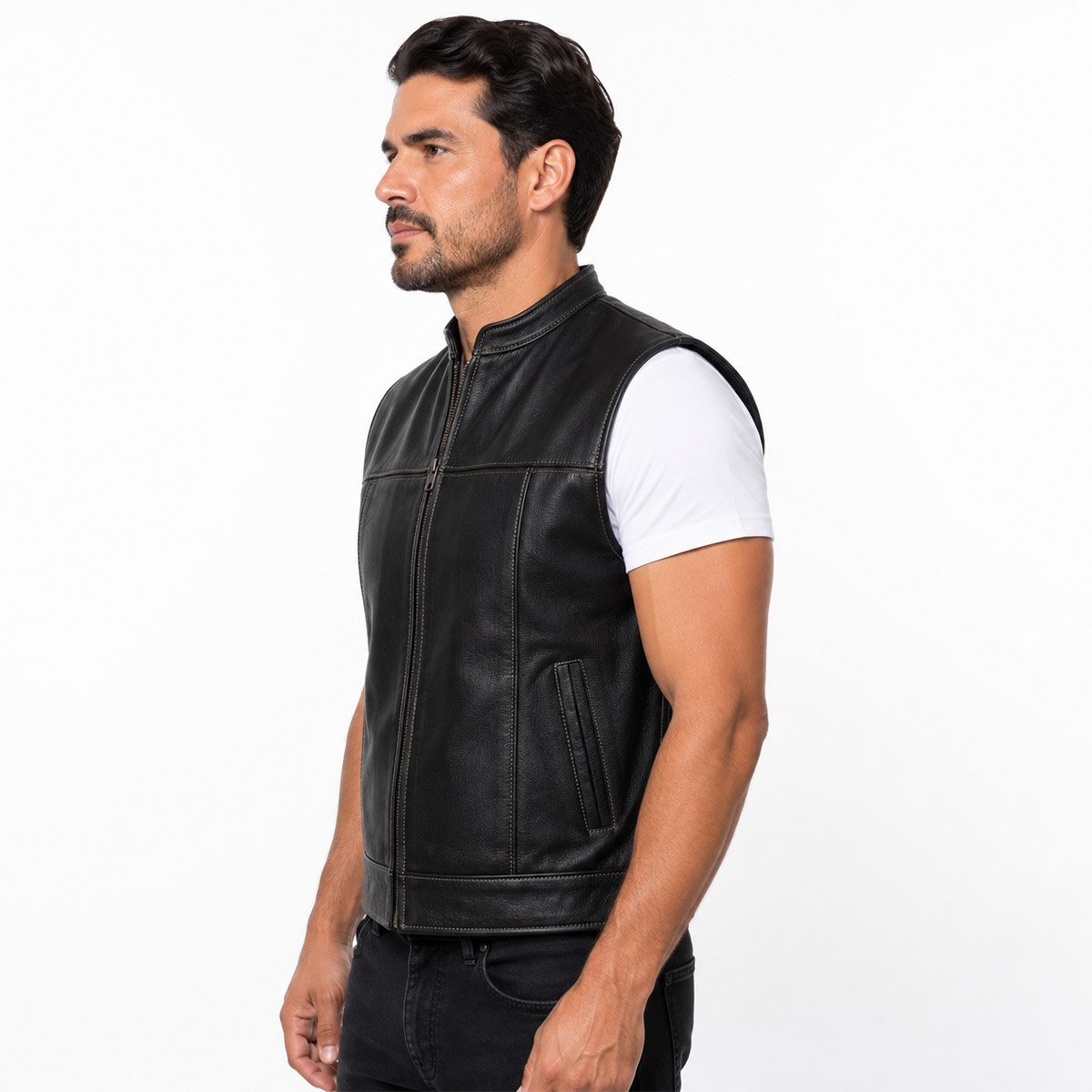 Chaleco de piel para hombre Ch80 - Image 3