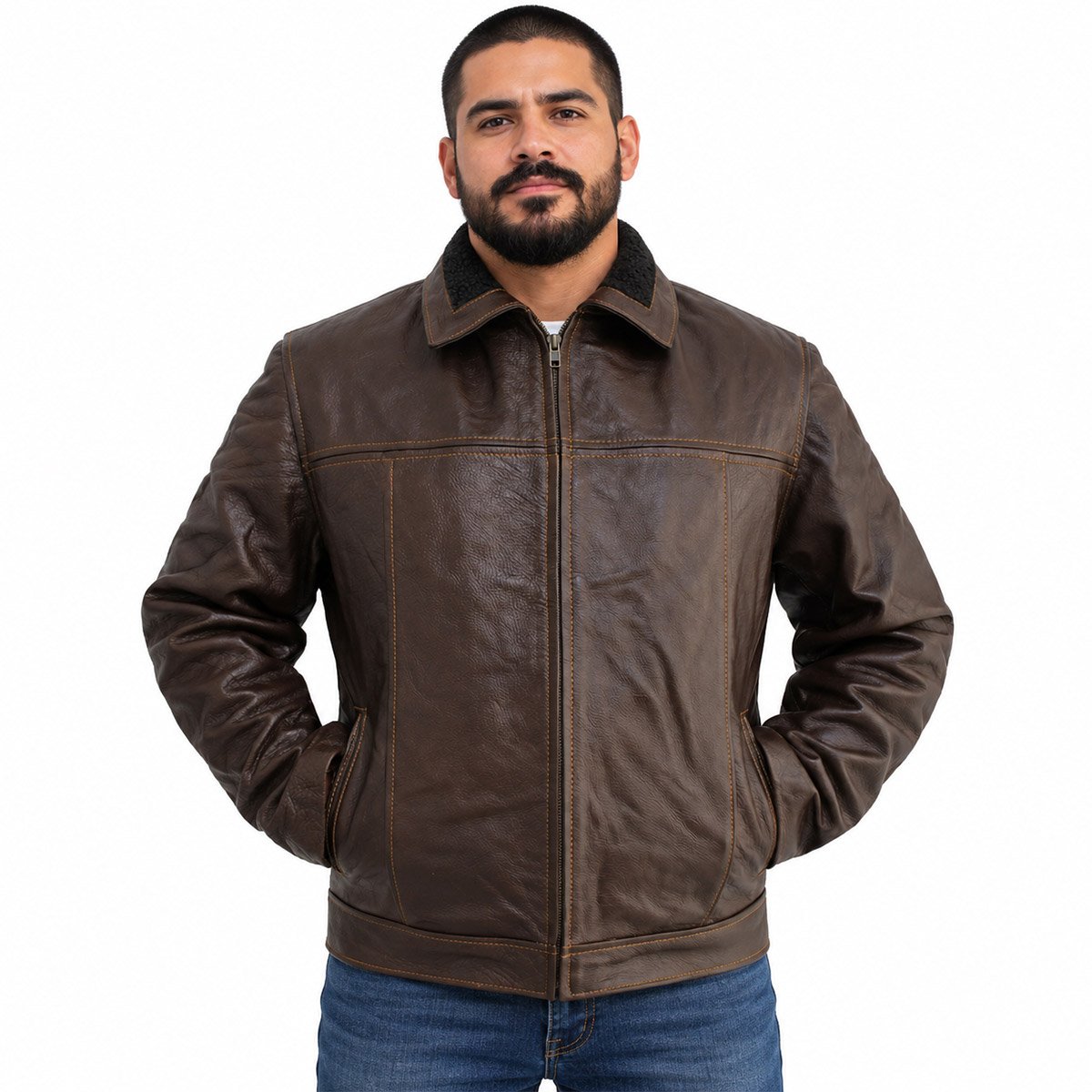 Chamarra de piel para hombre c80