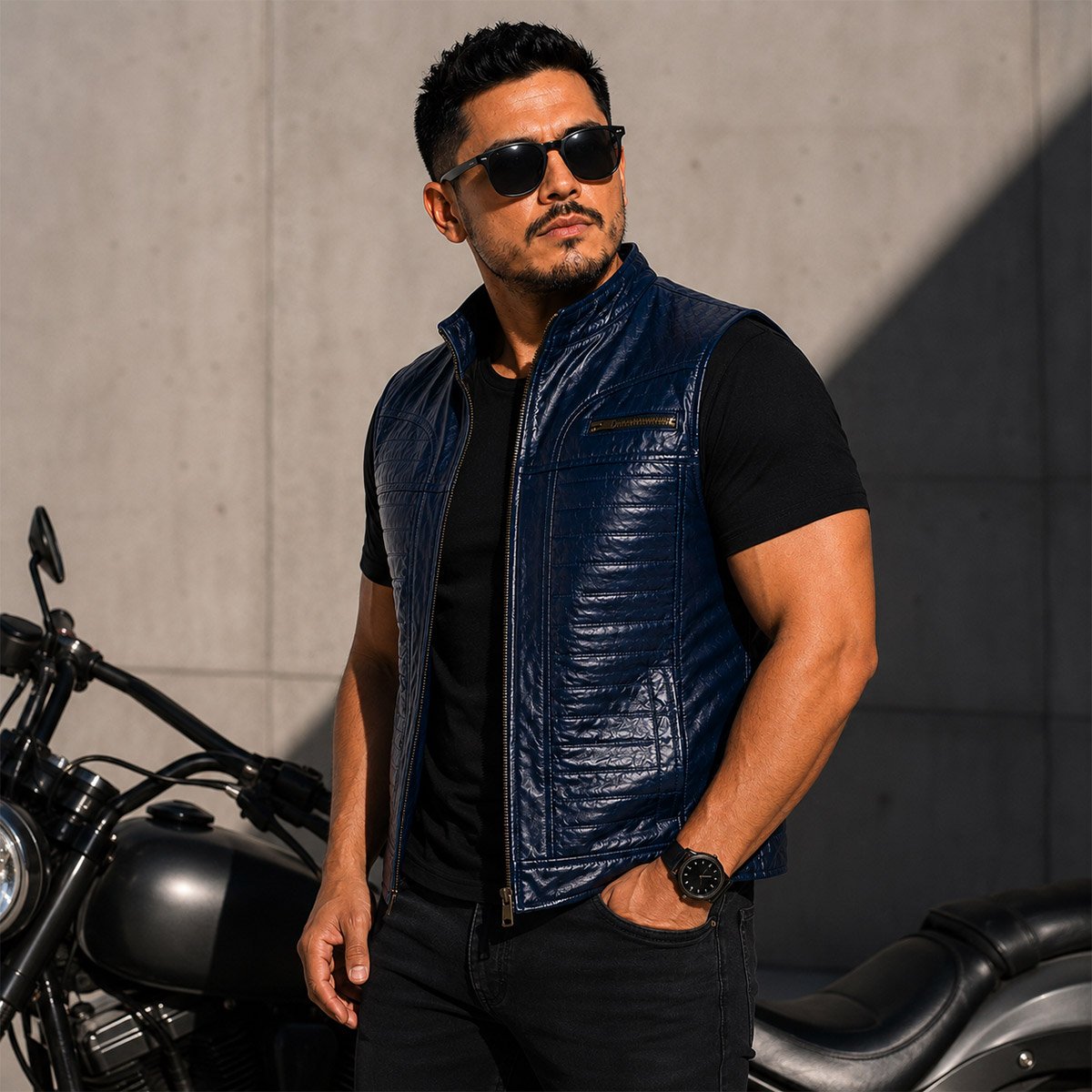 Chaleco de piel para hombre CH70 - Image 23