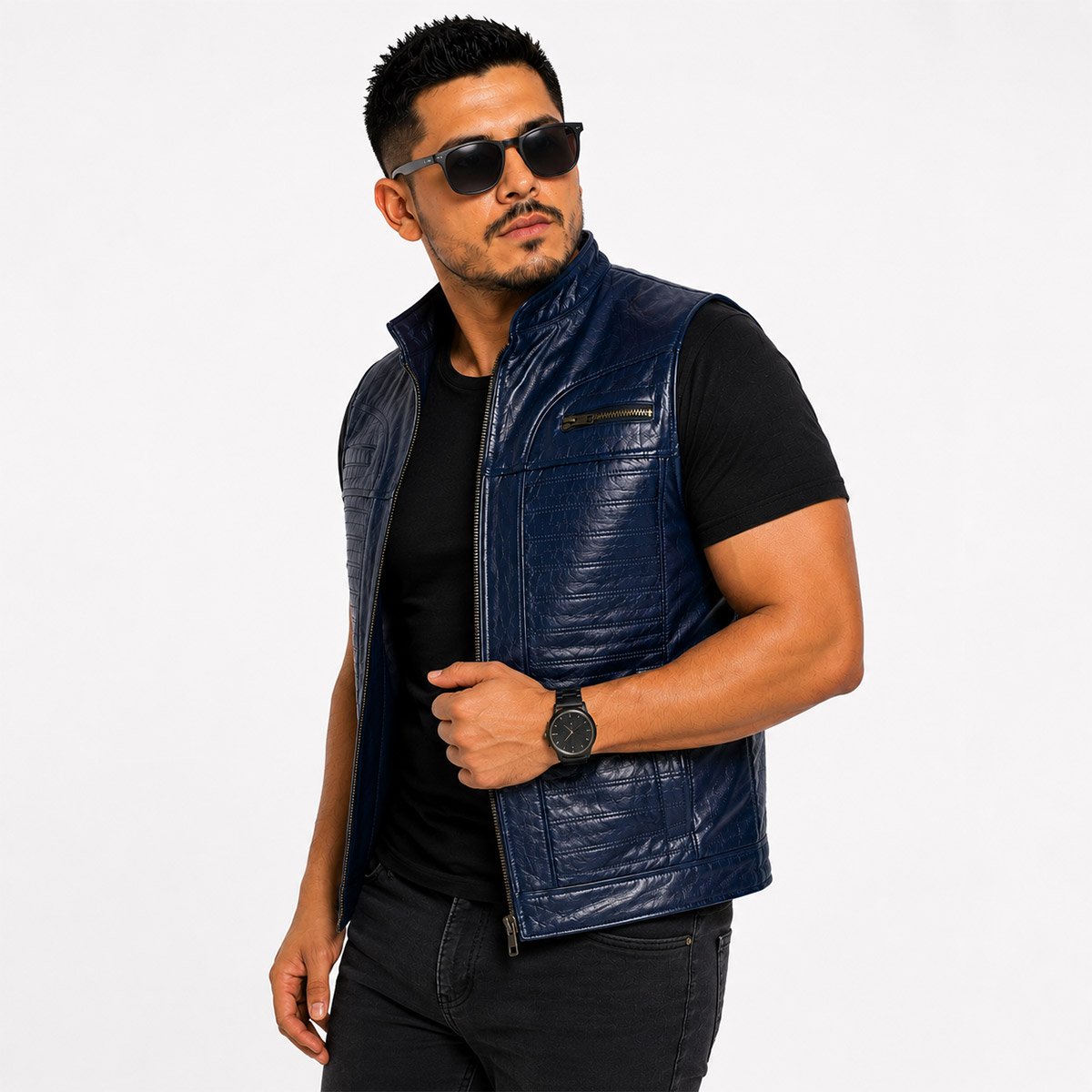 Chaleco de piel para hombre CH70 - Image 20