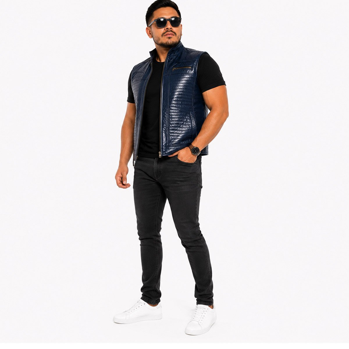 Chaleco de piel para hombre CH70 - Image 22