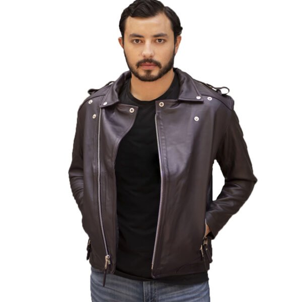 Chamarra de piel para hombre clásica - Image 3