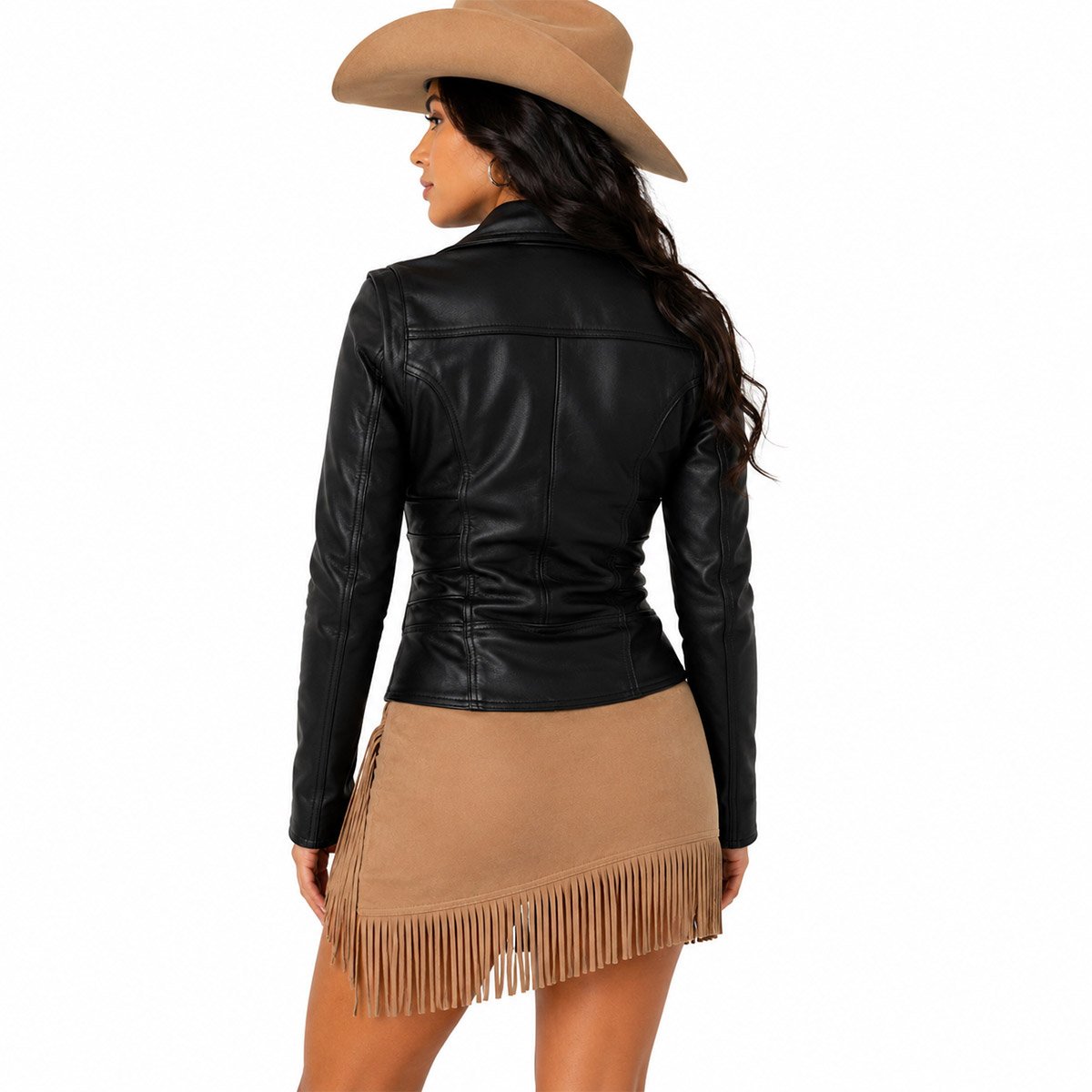 Chamarra de piel para mujer Cruzada - Image 6