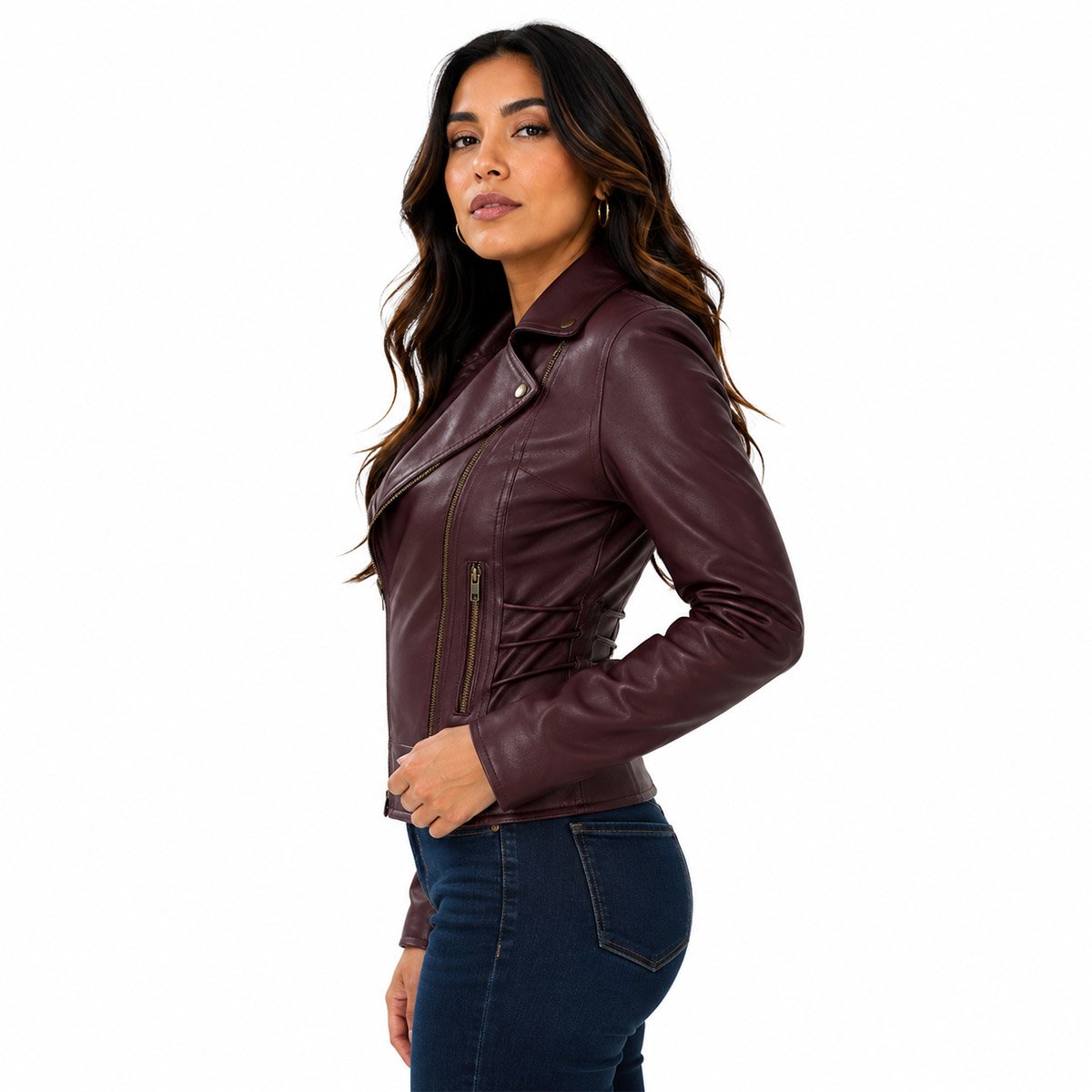Chamarra de piel para mujer Cruzada - Image 15