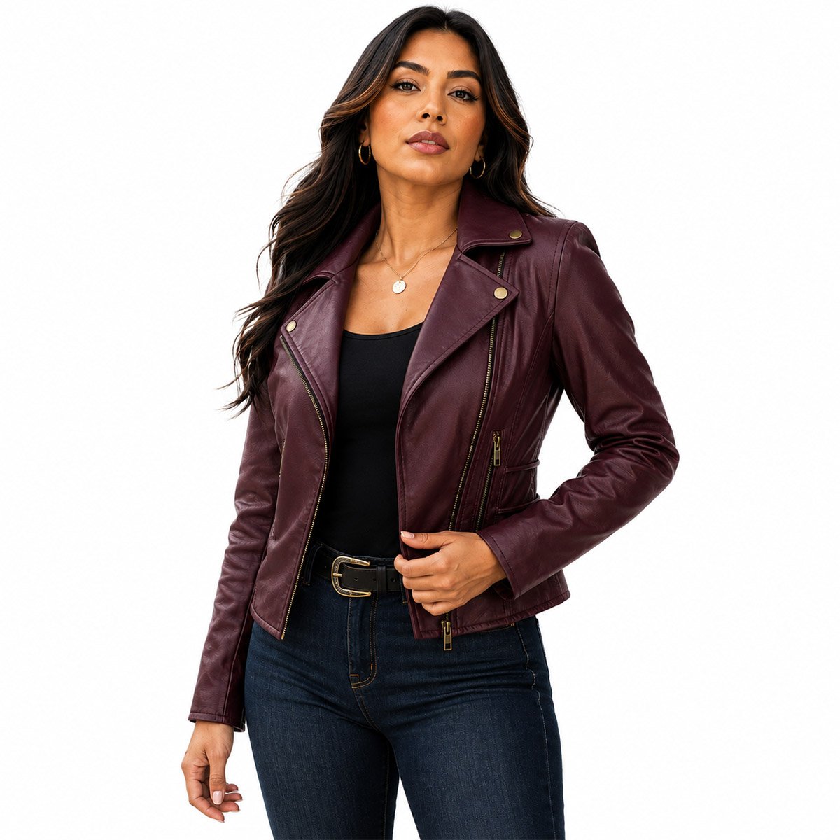 Chamarra de piel para mujer Cruzada - Image 18