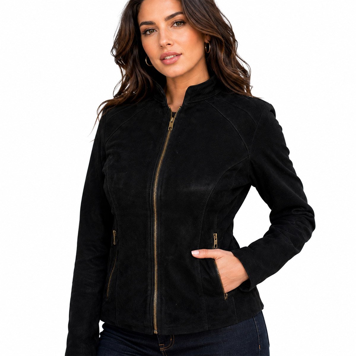 Chamarra de piel para mujer M0 - Image 19