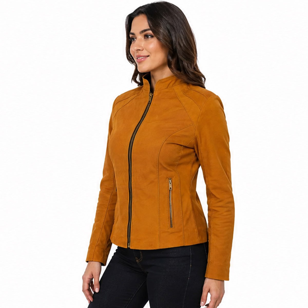 Chamarra de piel para mujer M0 - Image 14