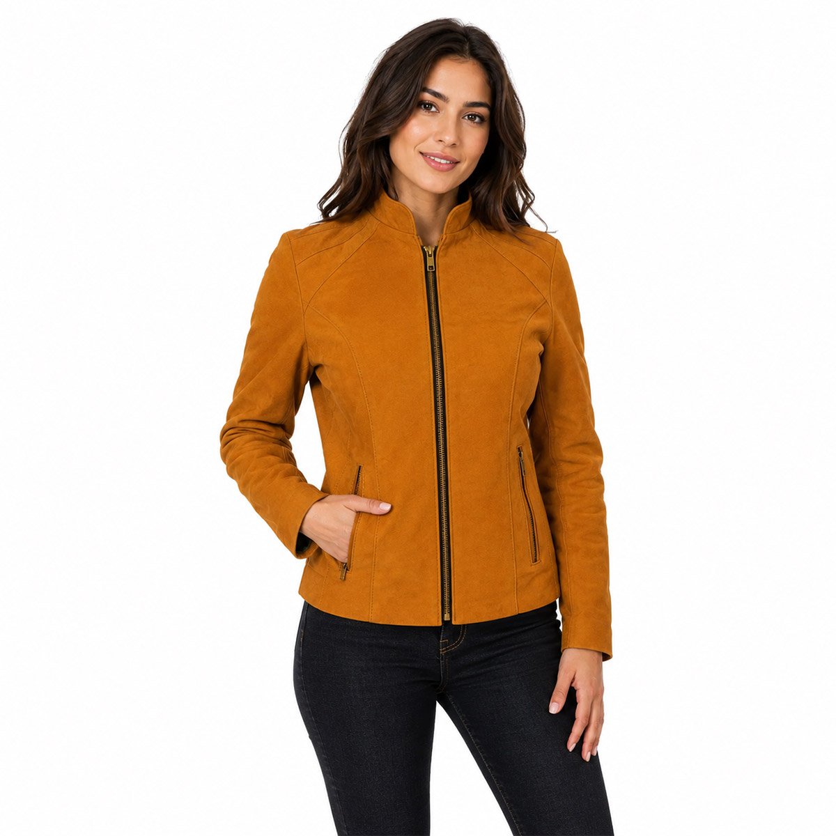 Chamarra de piel para mujer M0 - Image 10