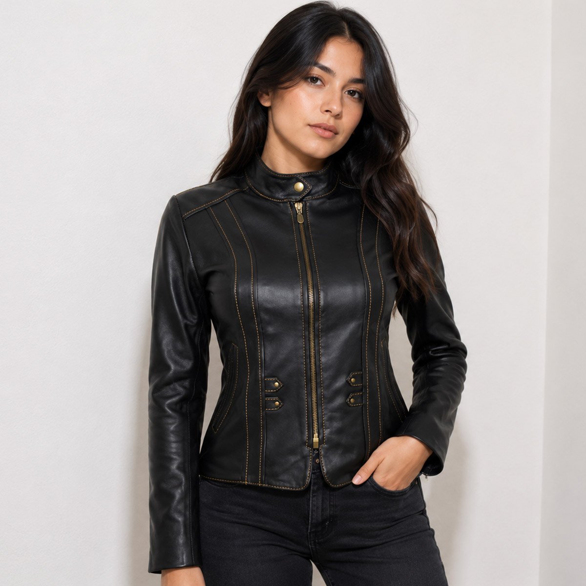 Chamarra de piel para mujer M15