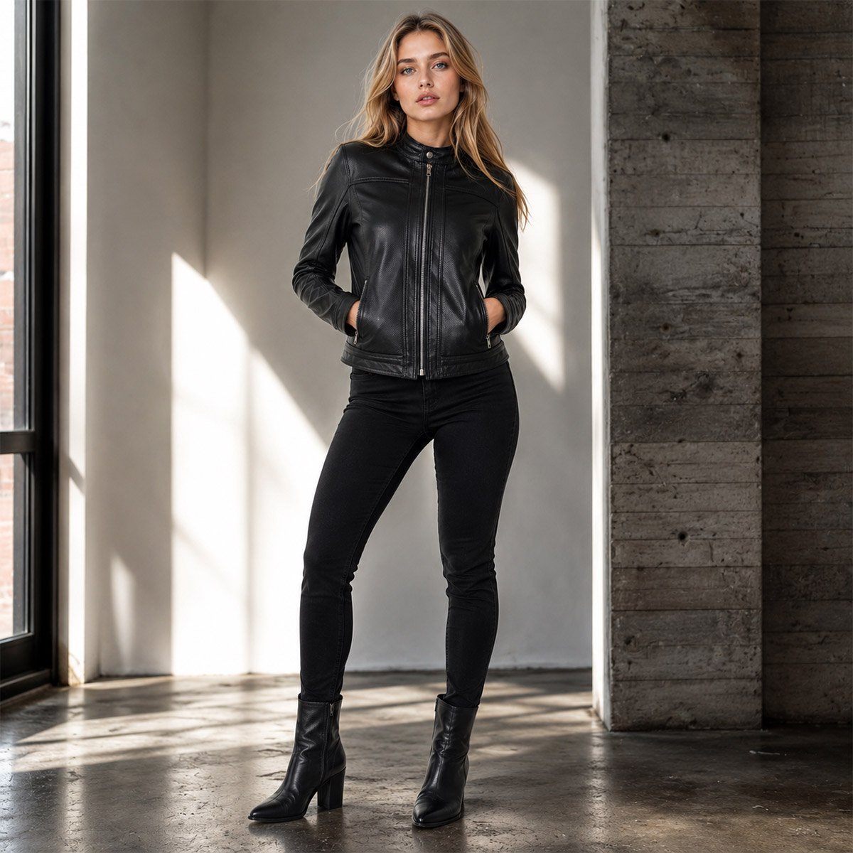 Chamarra de piel para mujer M20 - Image 4