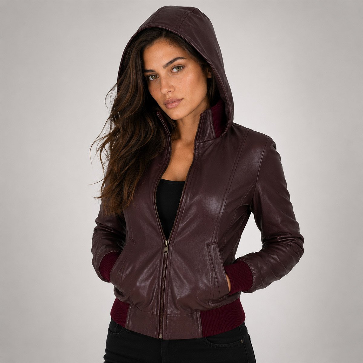Chamarra de piel para mujer M50 - Image 6