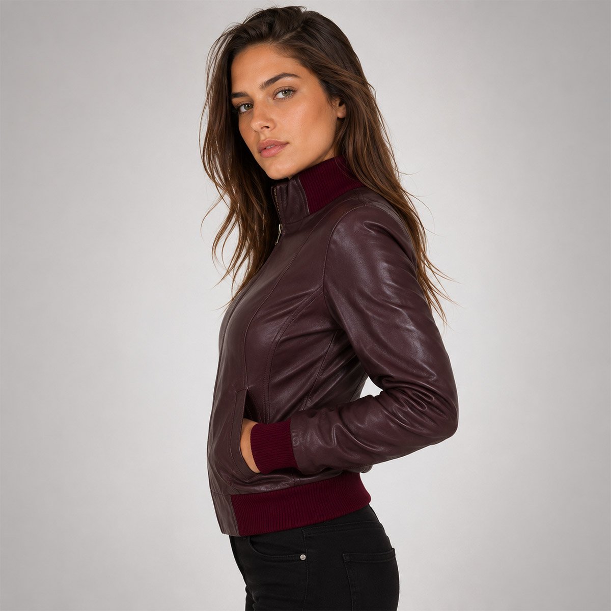Chamarra de piel para mujer M50 - Image 7