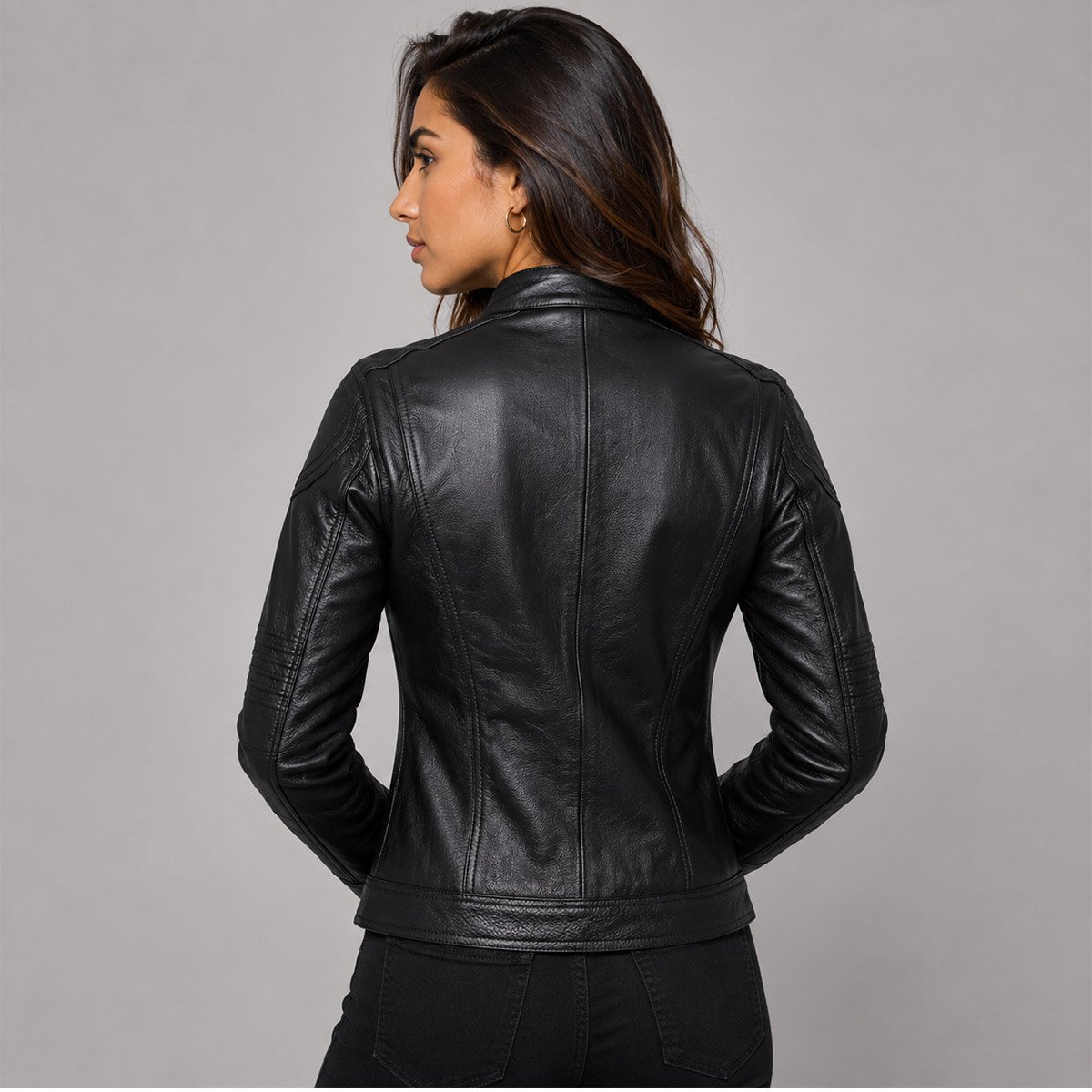 Chamarra de piel para mujer M6 - Image 11
