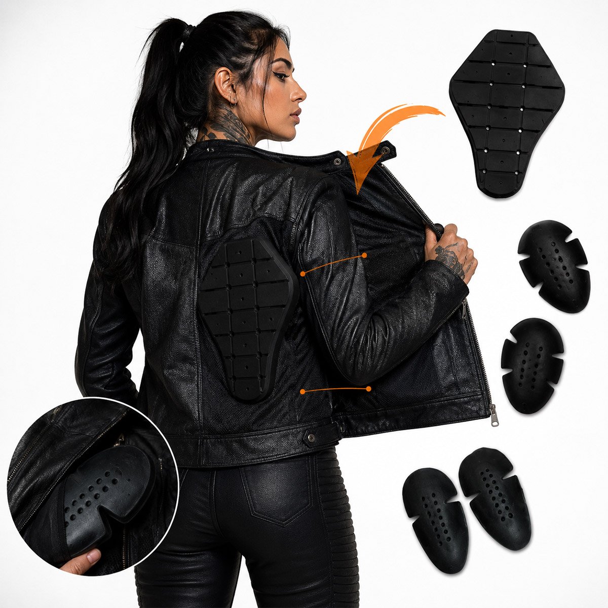 Chamarra de piel para mujer MS21 con protecciones - Image 11