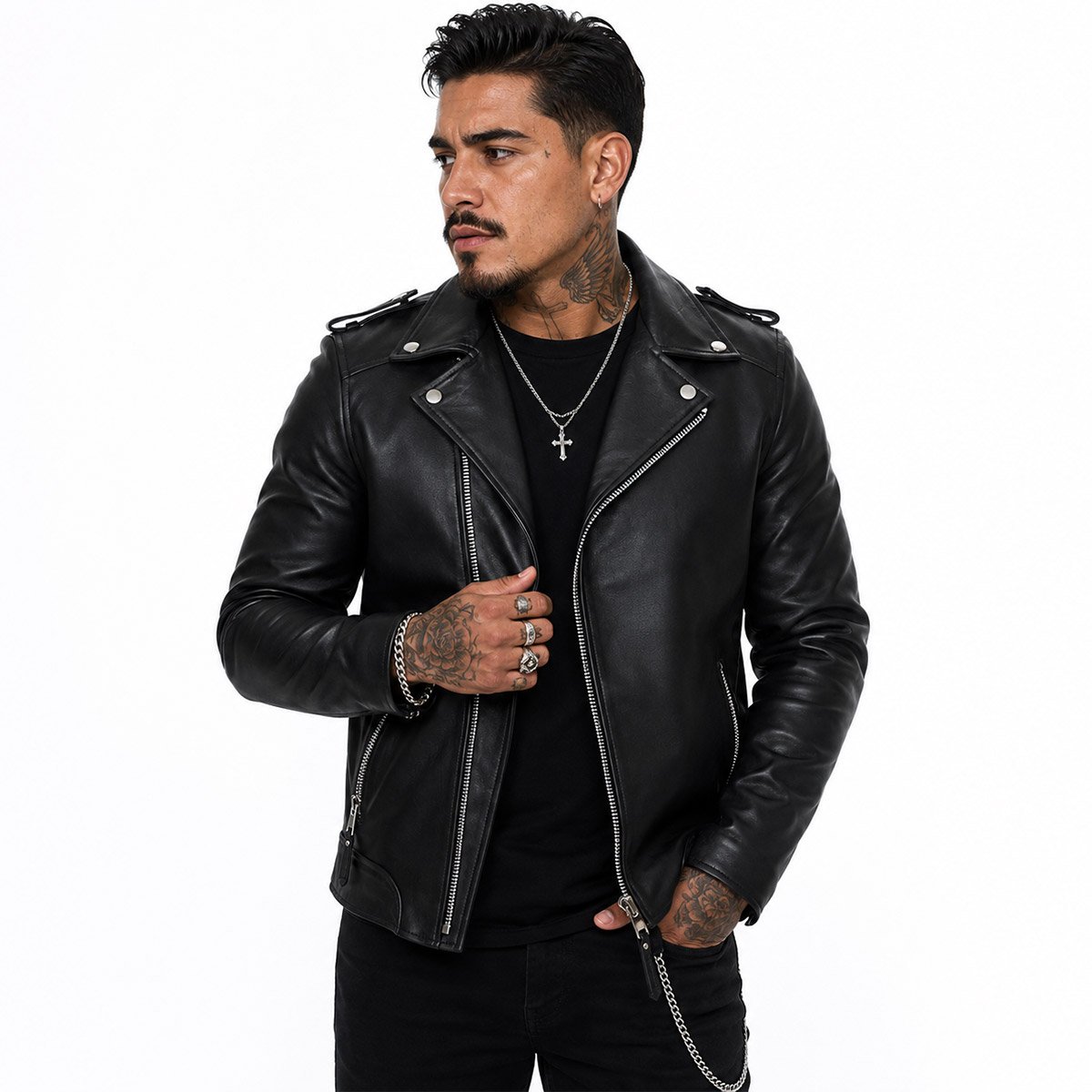 Chamarra de piel para hombre clásica