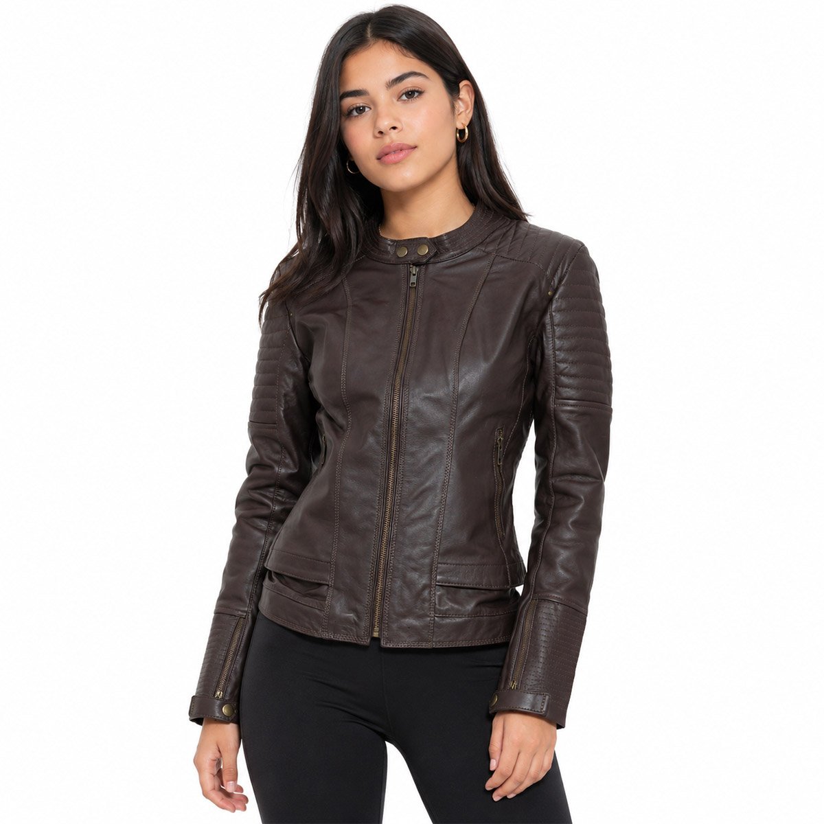 Chamarra de piel para mujer M52 - Image 21