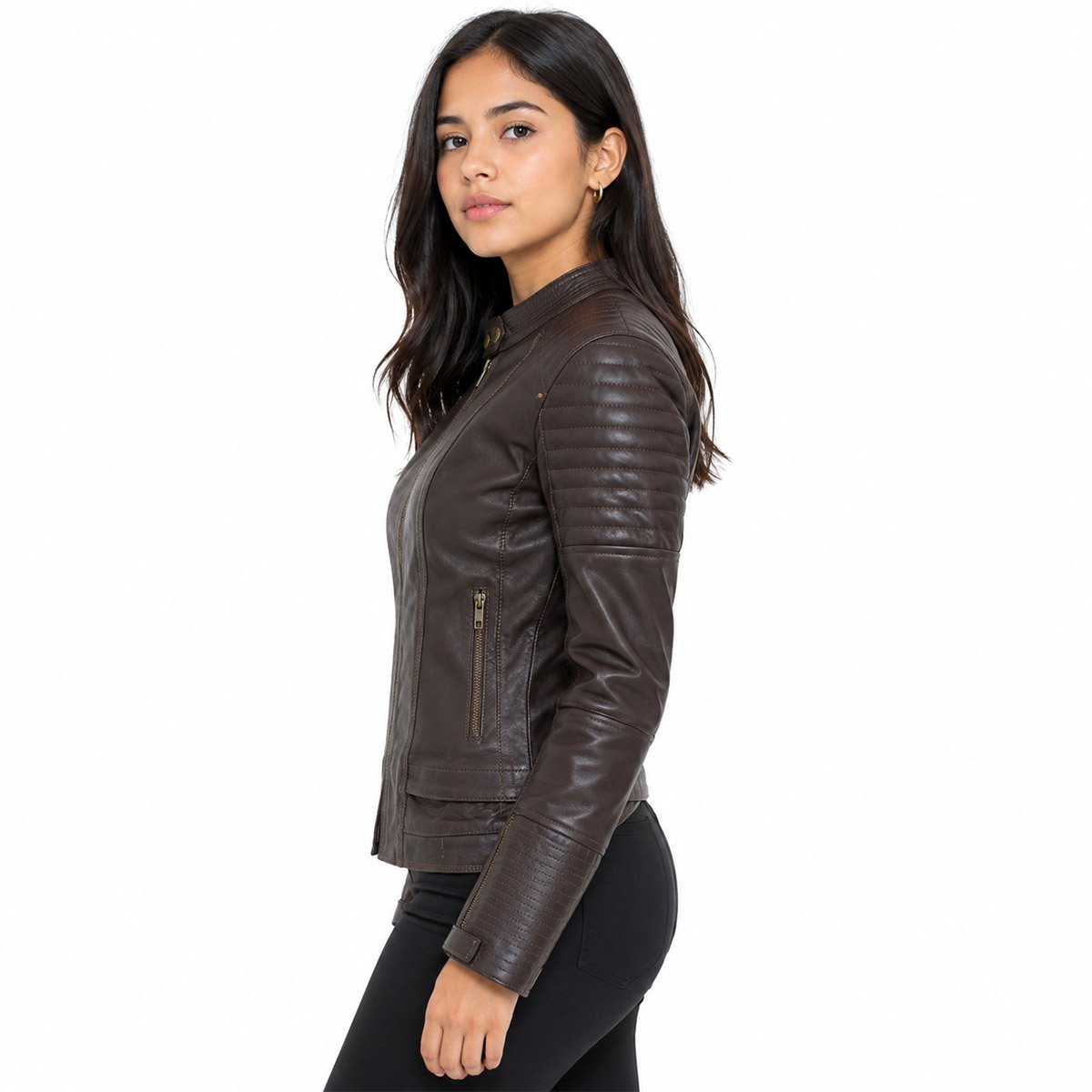 Chamarra de piel para mujer M52 - Image 23
