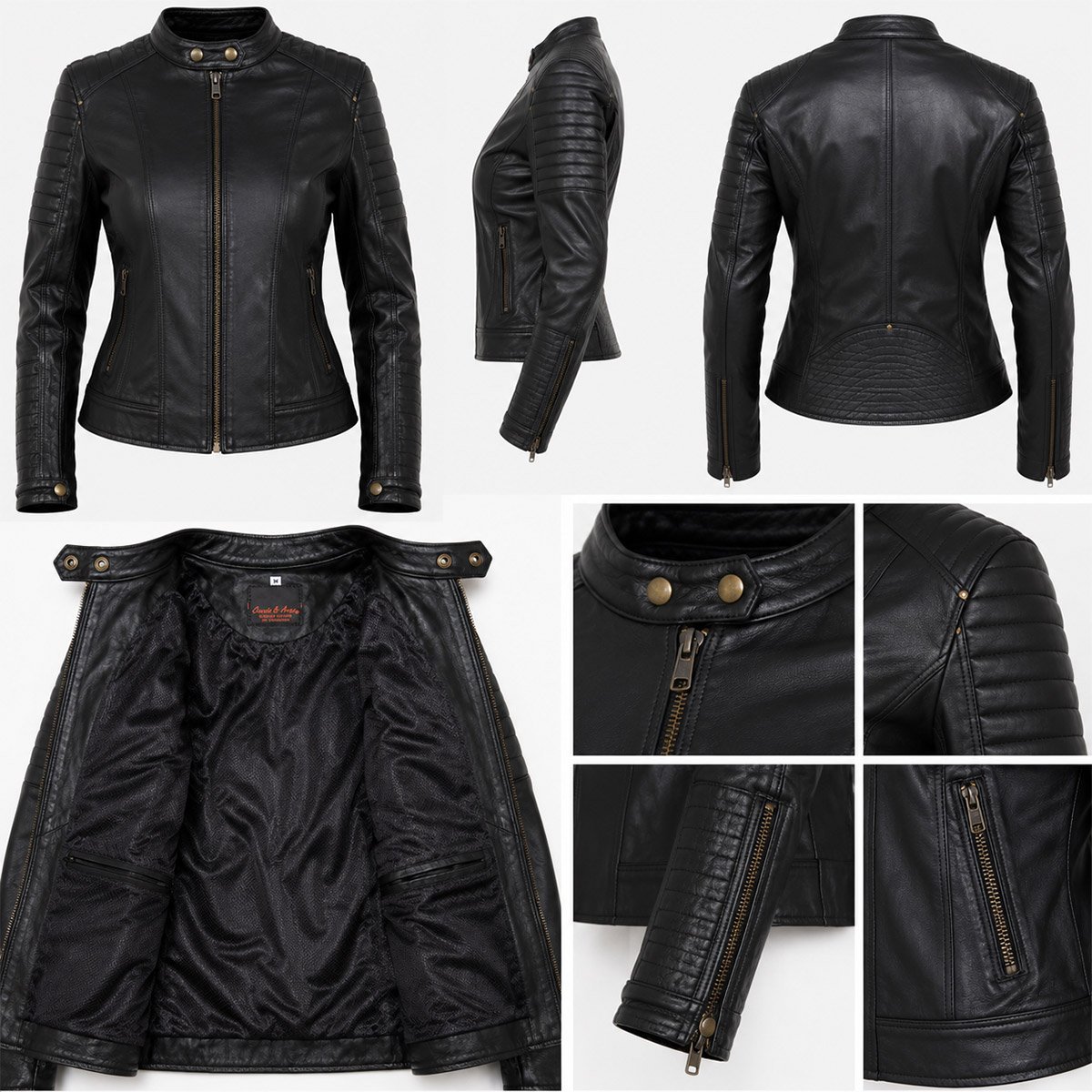 Chamarra de piel para mujer M52 - Image 10