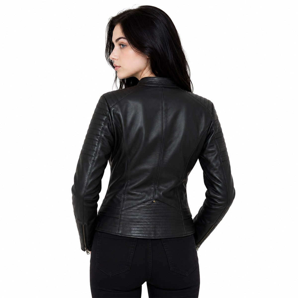 Chamarra de piel para mujer M52 - Image 15