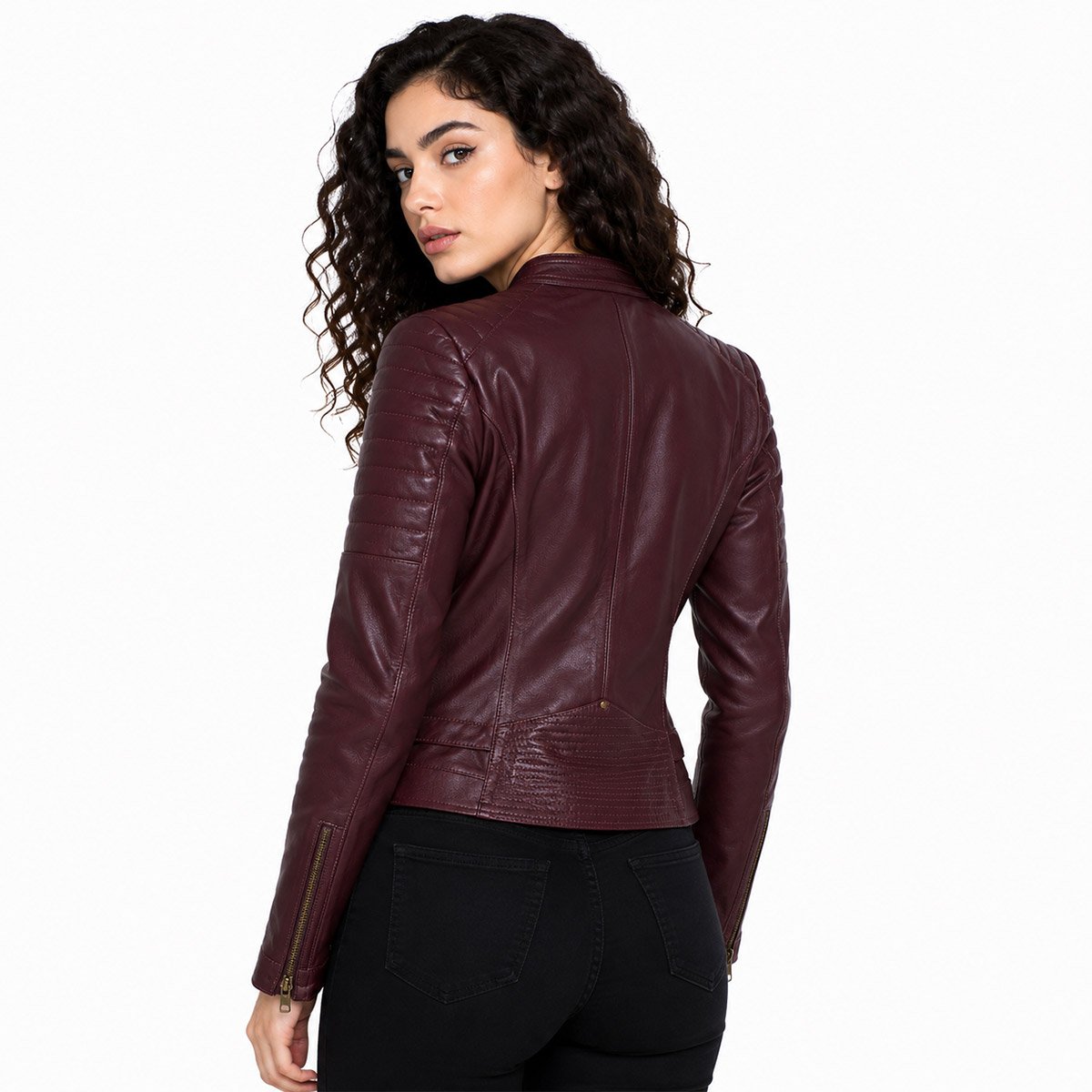 Chamarra de piel para mujer M52 - Image 4