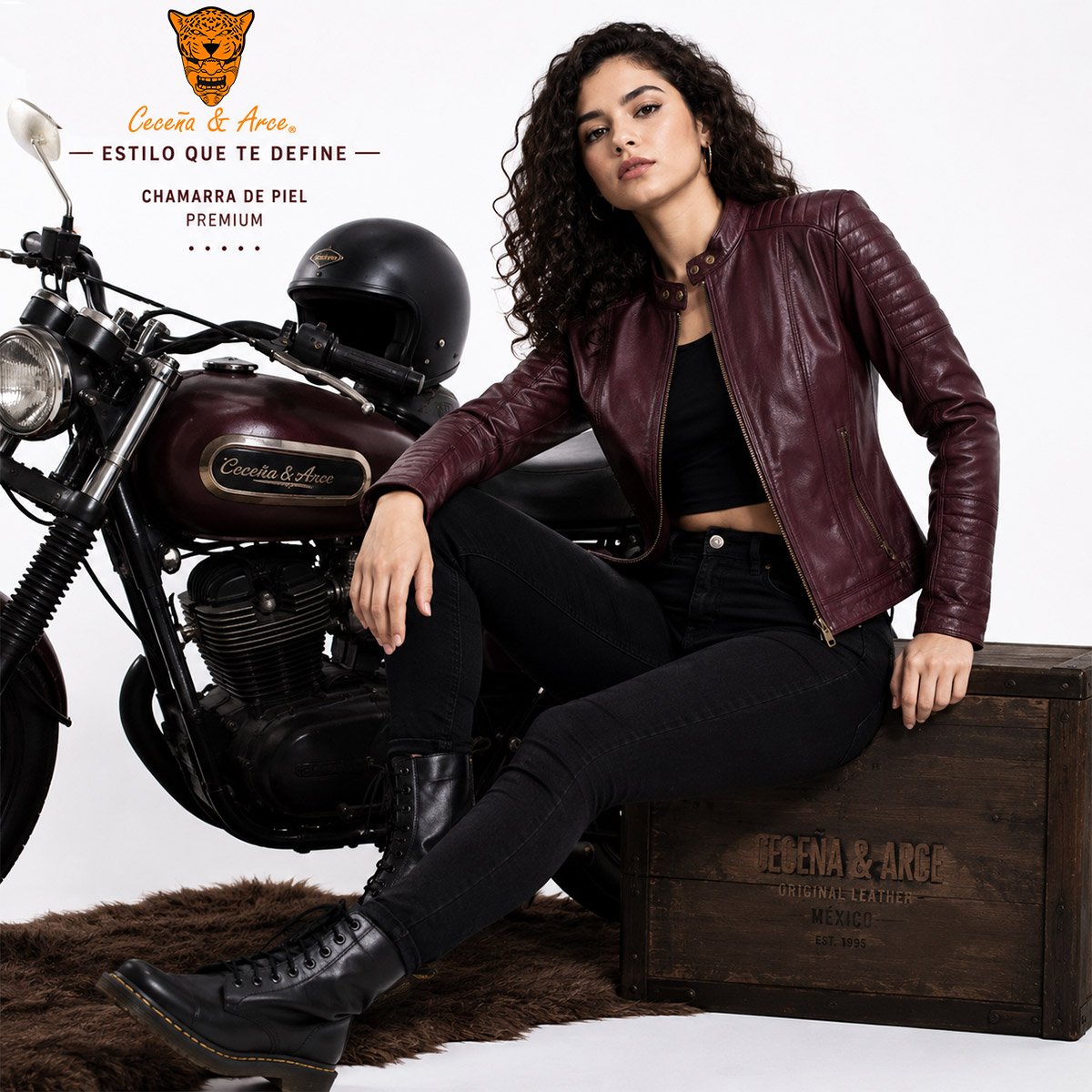 Chamarra de piel para mujer M52 - Image 6