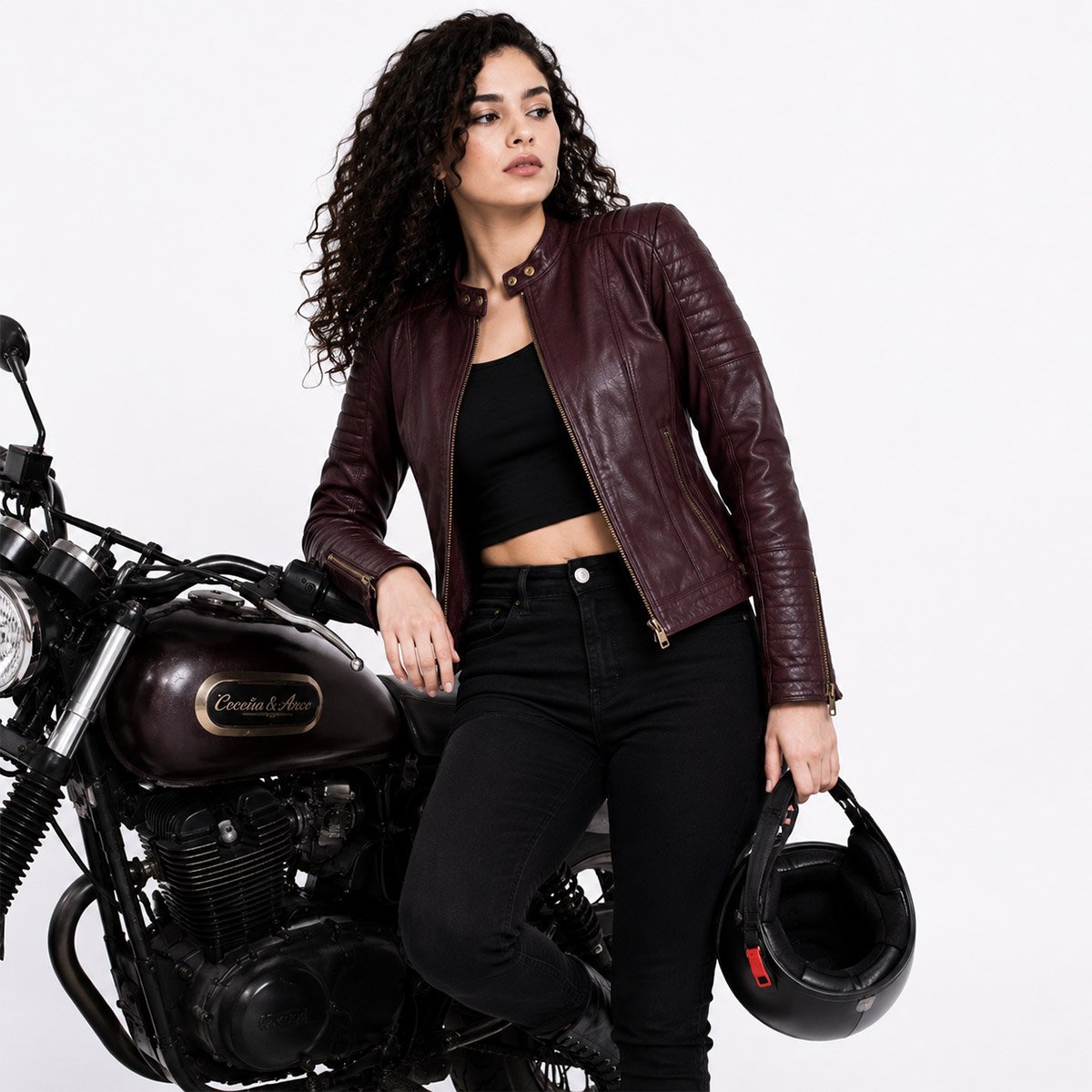 Chamarra de piel para mujer M52 - Image 3