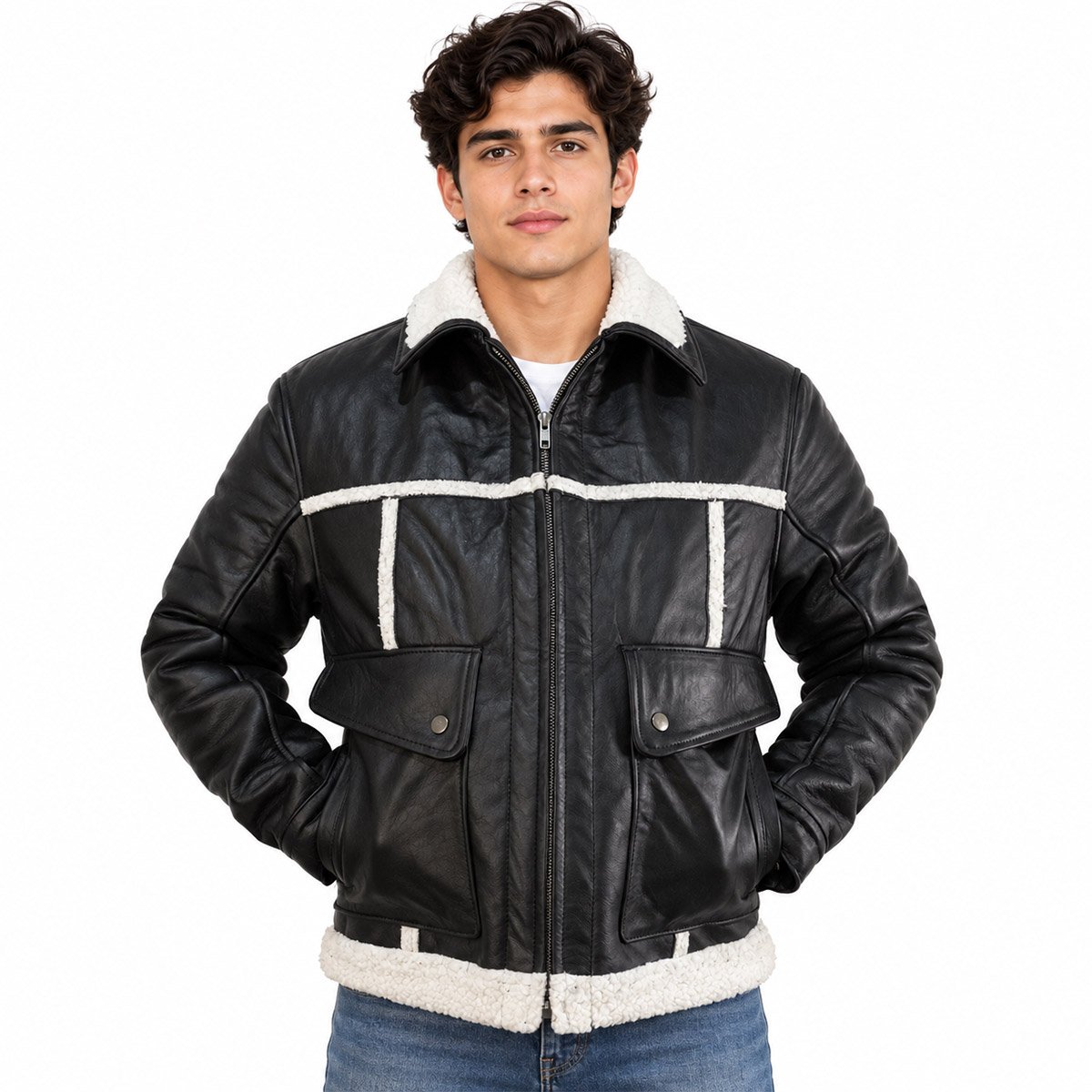 Chamarra de piel para hombre C10