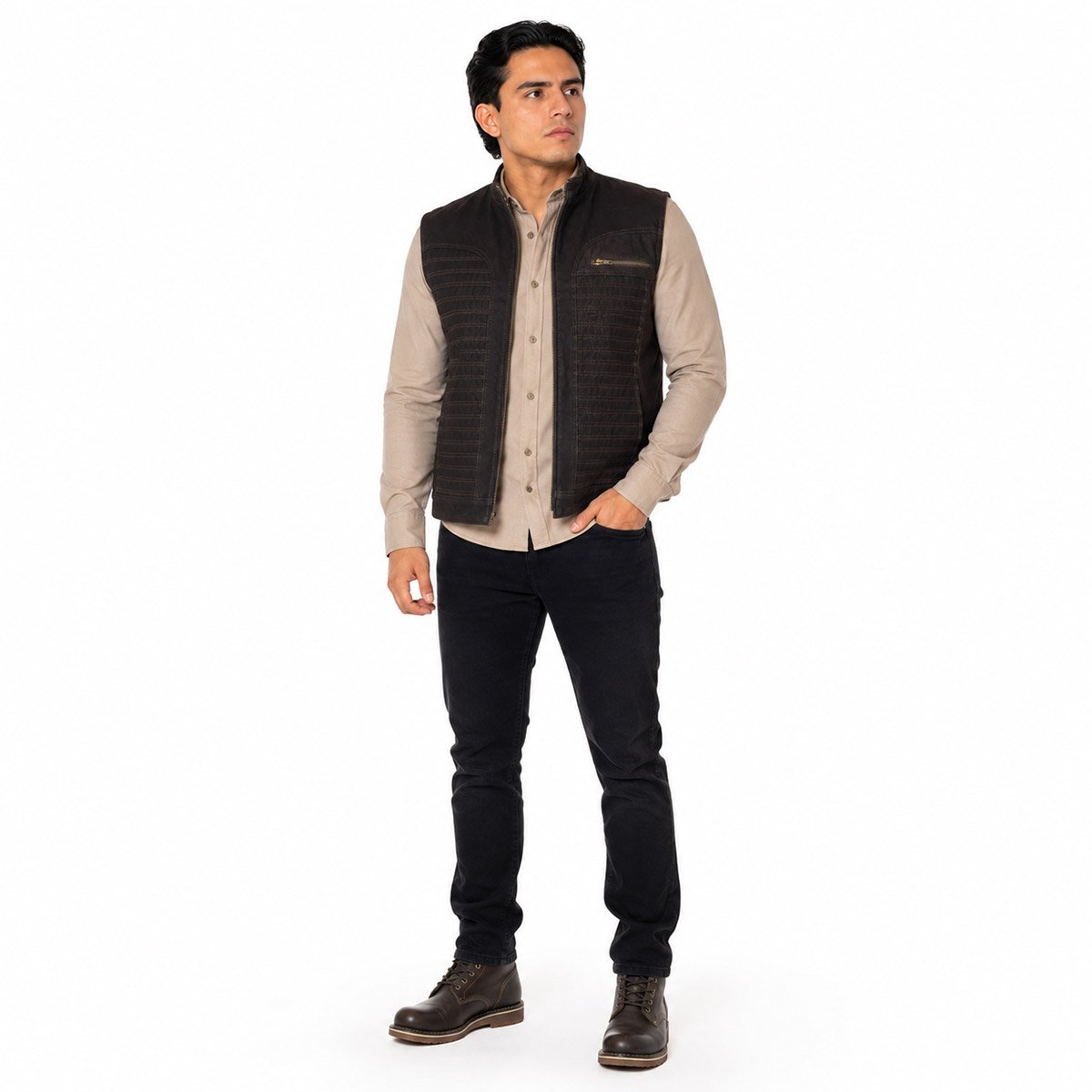 Chaleco de piel para hombre CH70N - Image 6