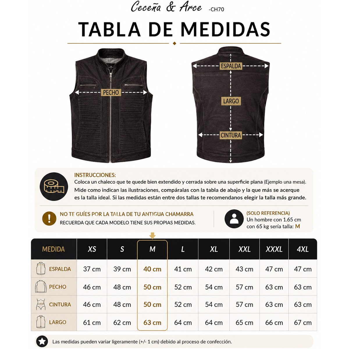 Chaleco de piel para hombre CH70N - Image 11
