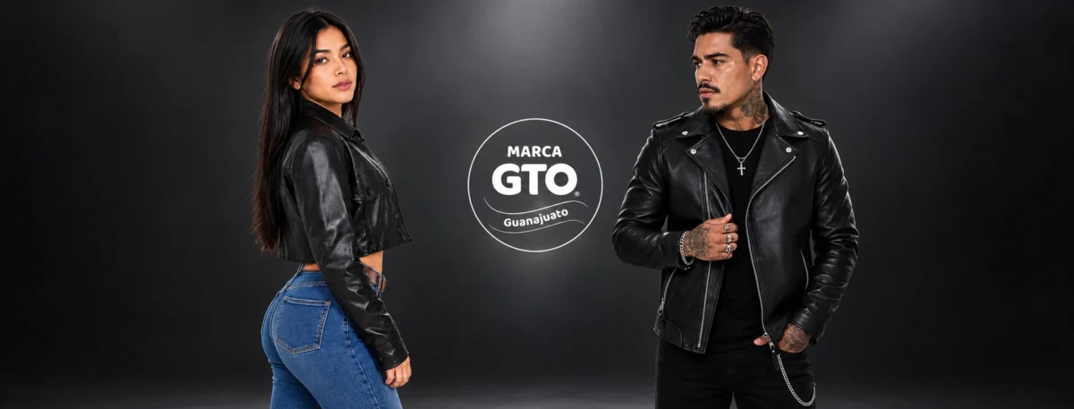 Modelos con chamarras de piel Ceceña & Arce y sello Marca GTO Guanajuato